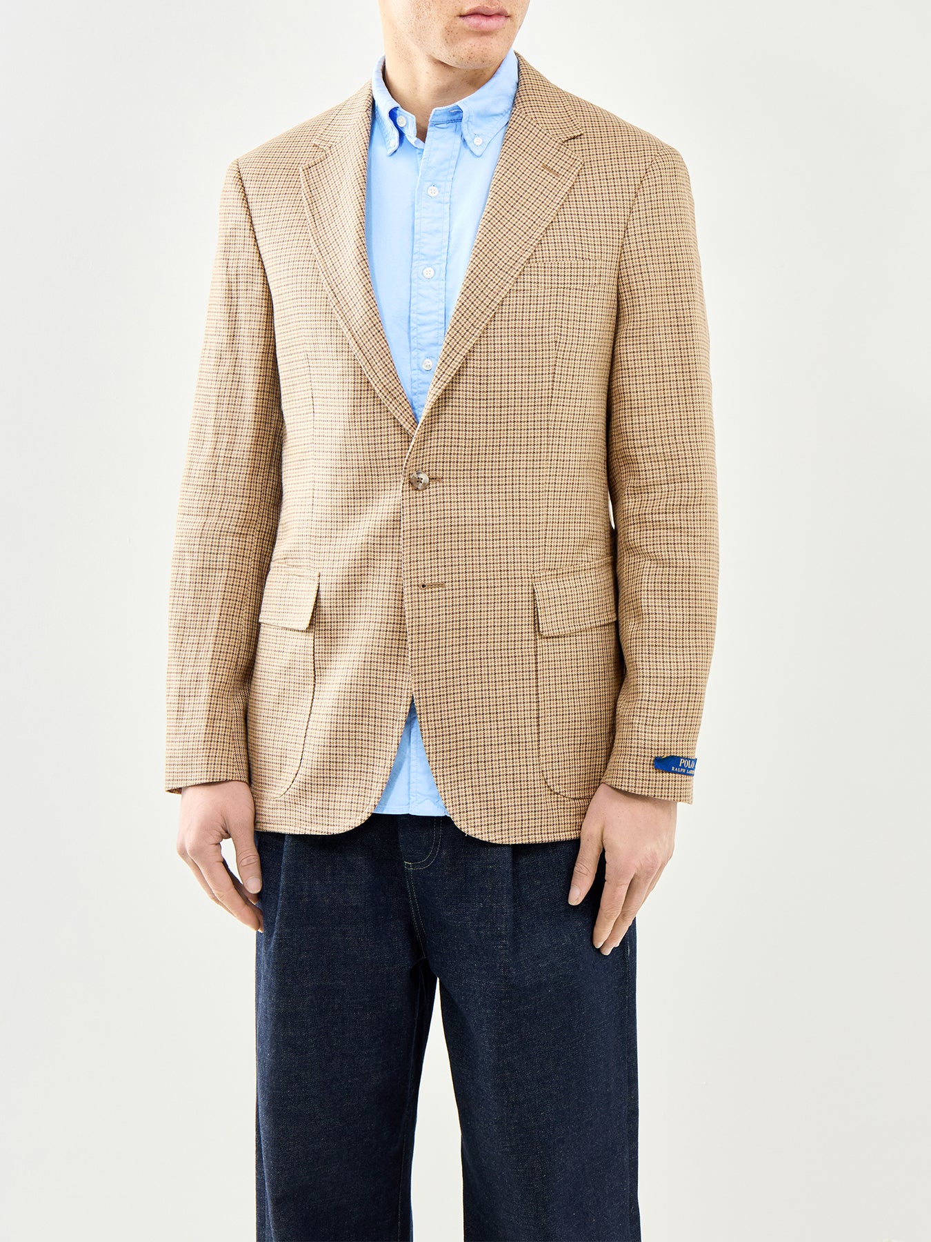 Guncheck Linen Blazer Beige