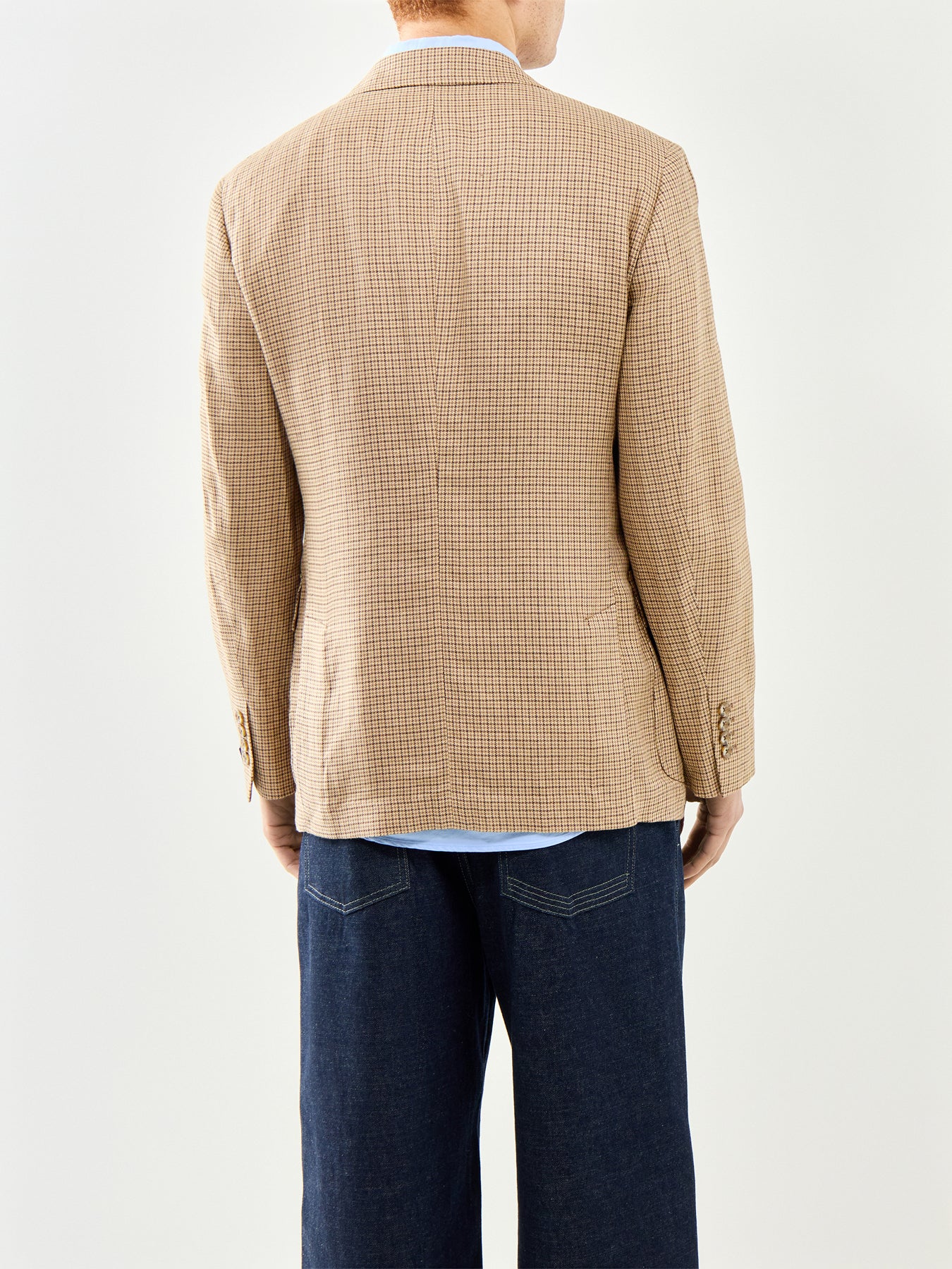 Guncheck Linen Blazer Beige