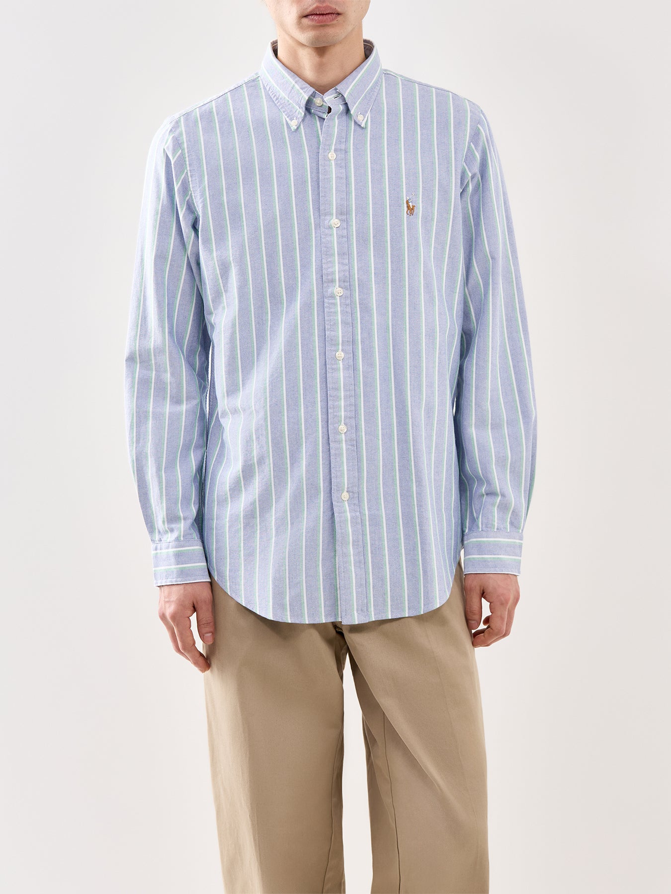 Custom Fit Stripe Oxford Shirt Navy