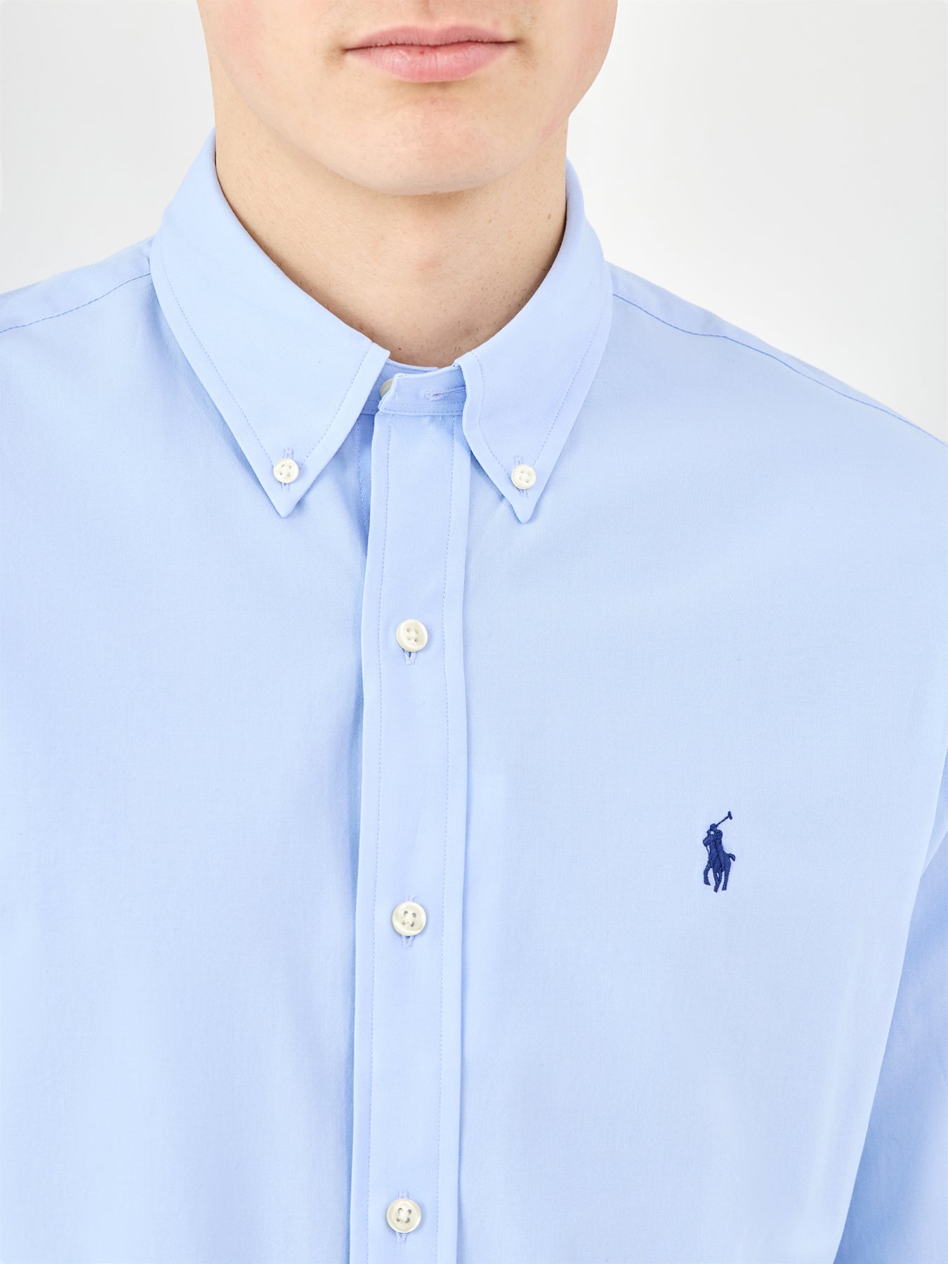 Custom Fit Poplin Shirt Blue