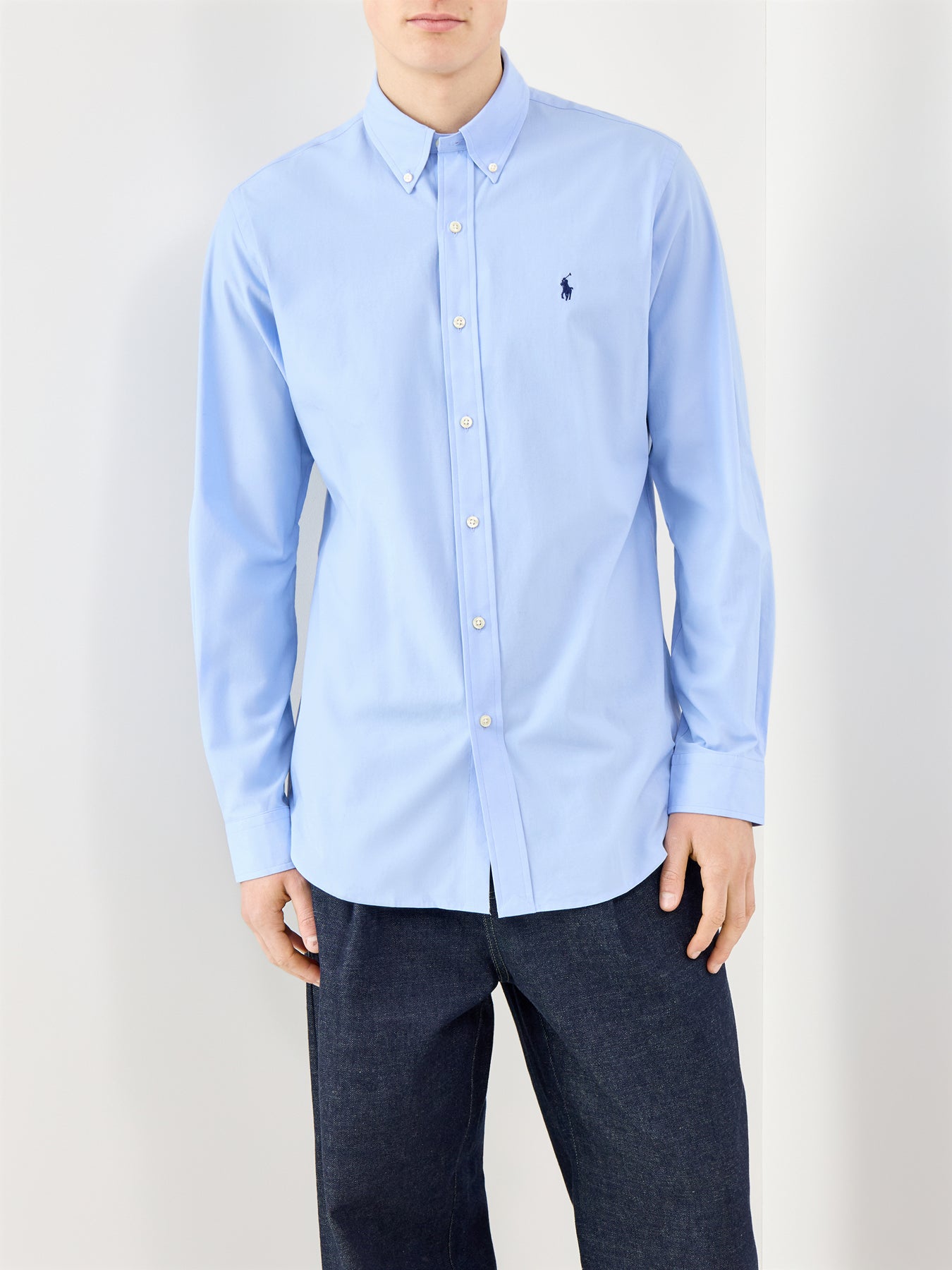 Custom Fit Poplin Shirt Blue