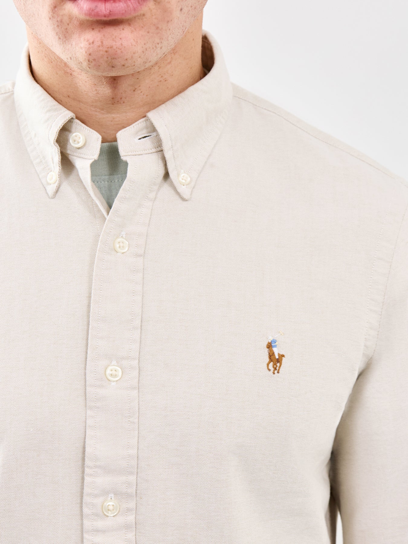 Custom Fit Oxford Shirt Beige