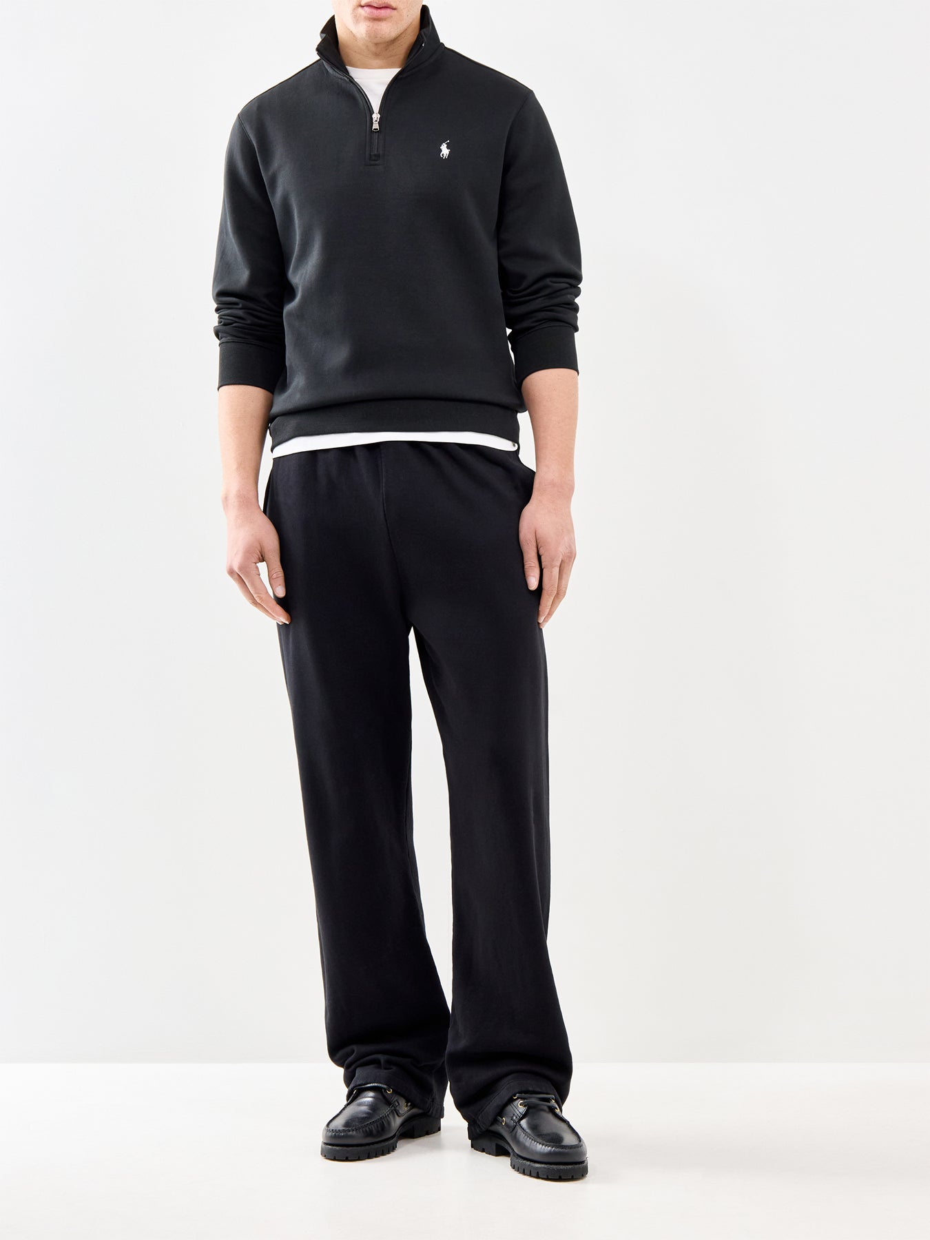 Double Knit Quarter Zip Sweatshirt Black