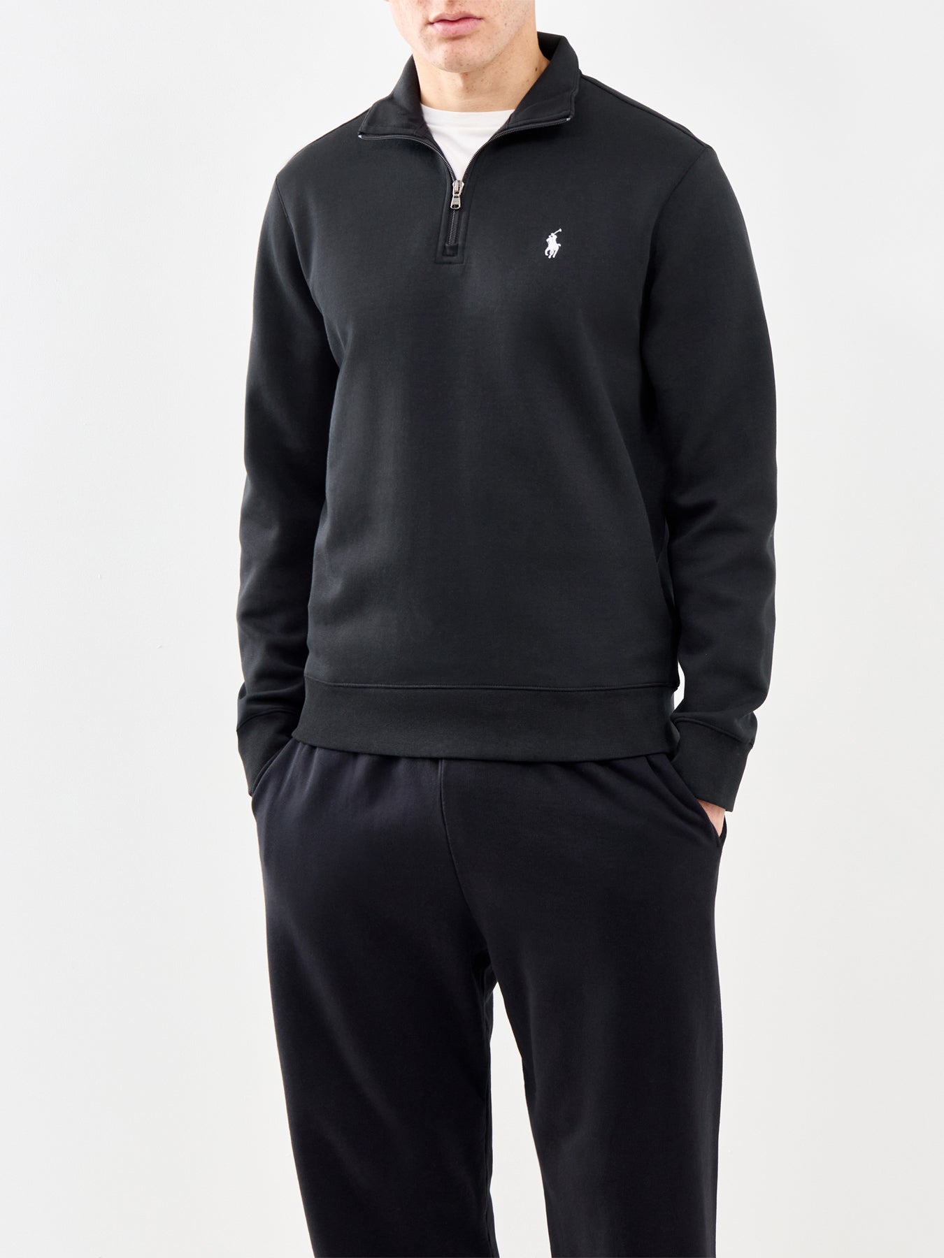 Double Knit Quarter Zip Sweatshirt Black