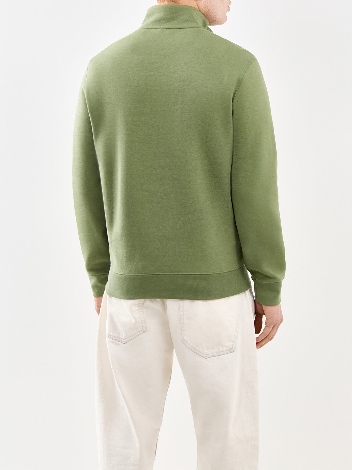 Double Knit Quarter Zip Sweatshirt Olive
