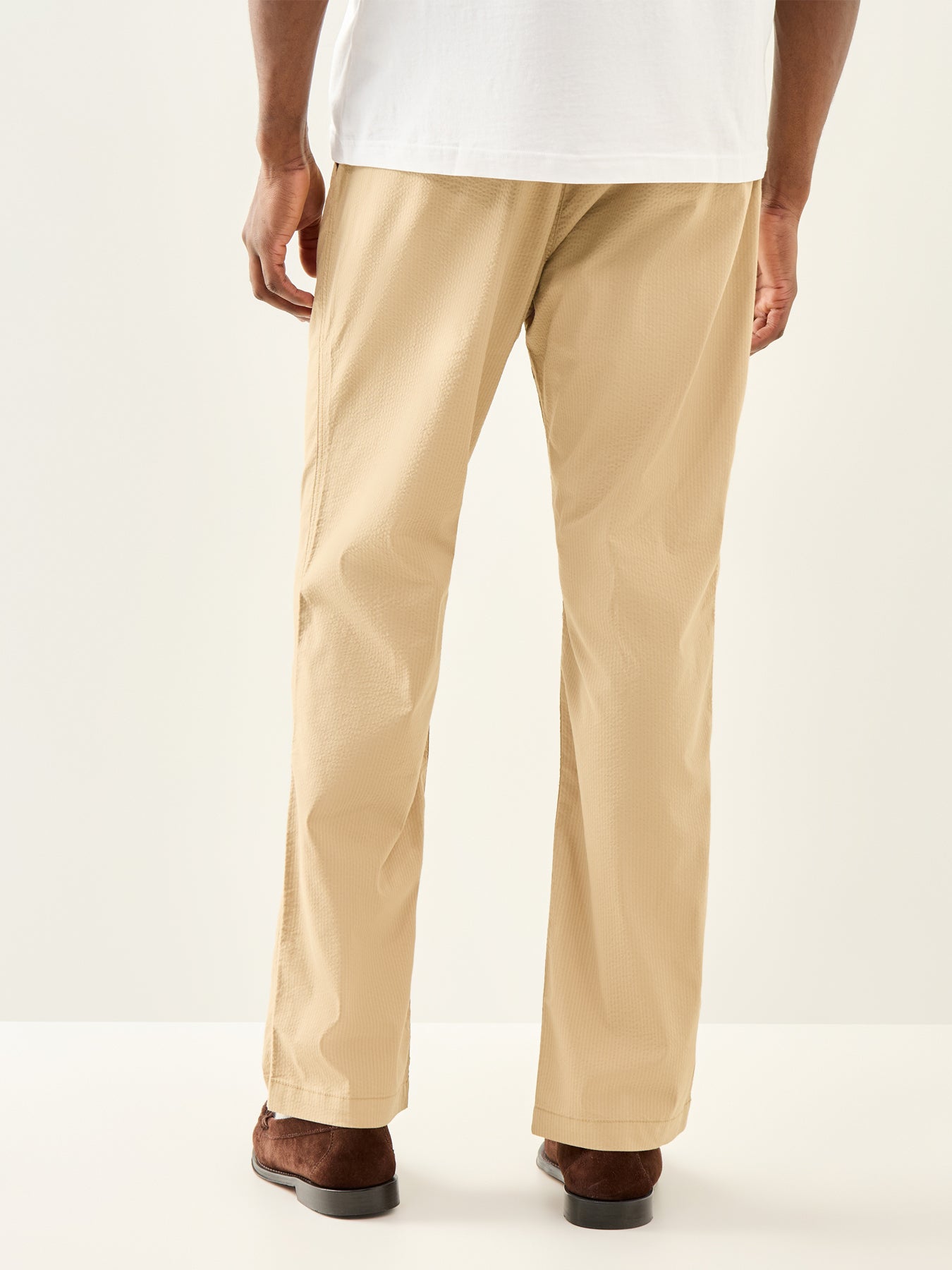 Seersucker Drawstring Trousers Beige
