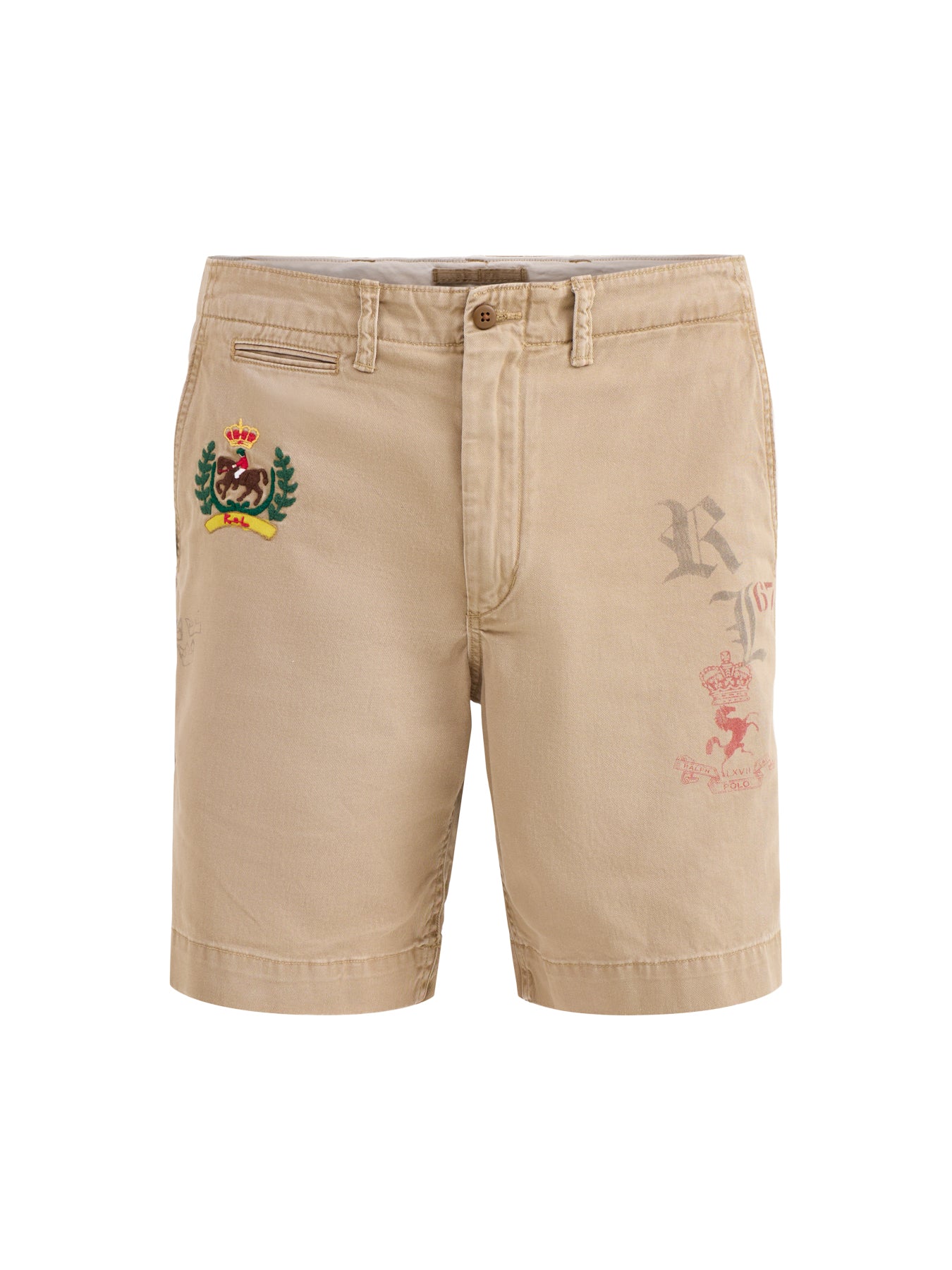 Print Twill Shorts Beige