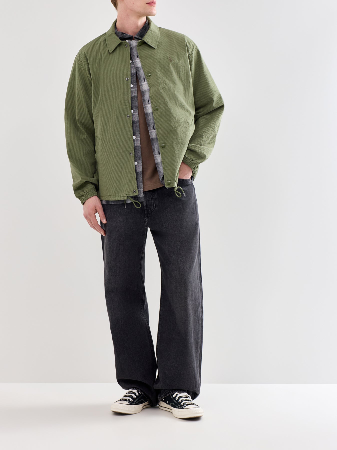 Seersucker Coach Jacket Olive