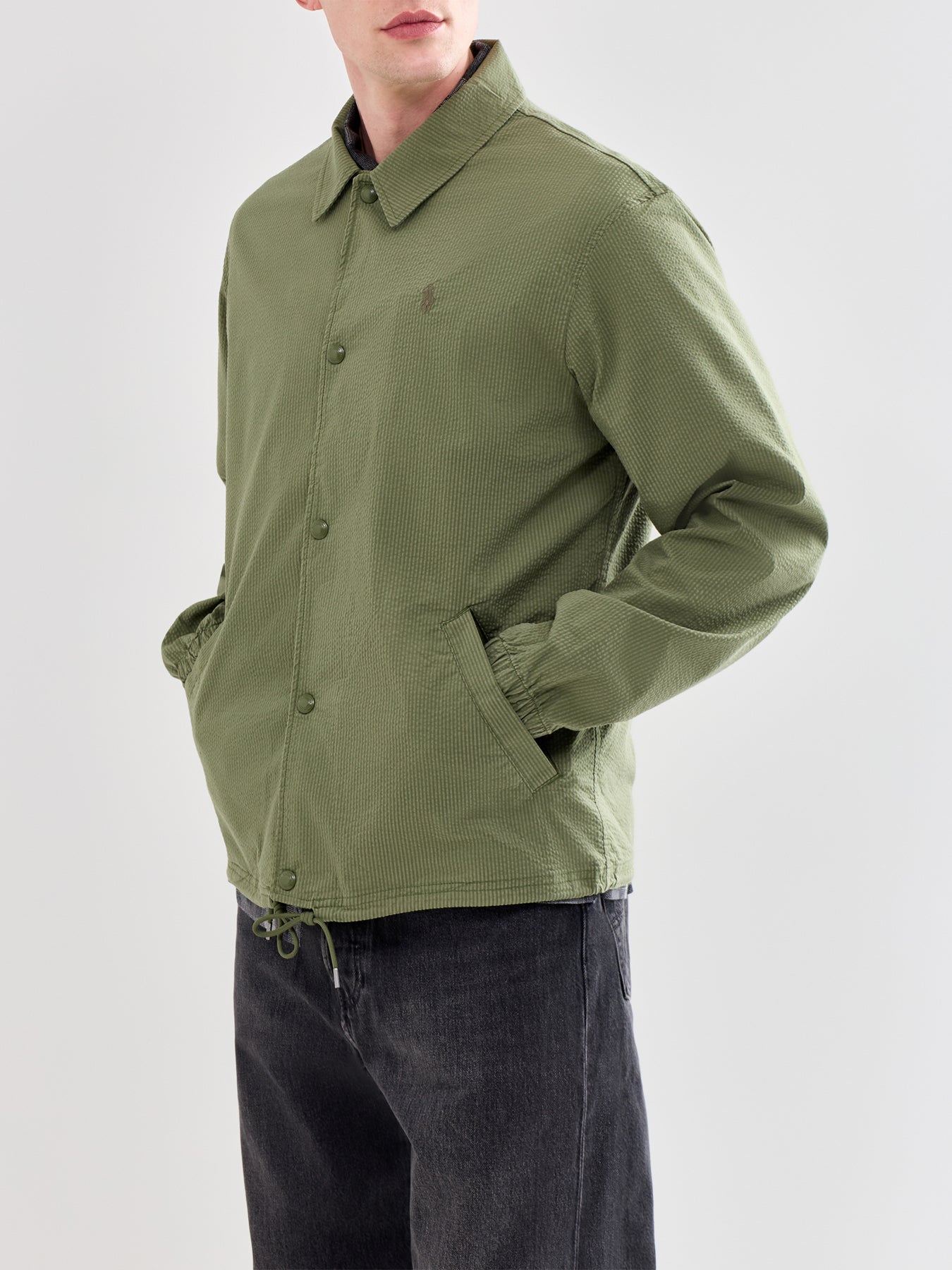Seersucker Coach Jacket Olive