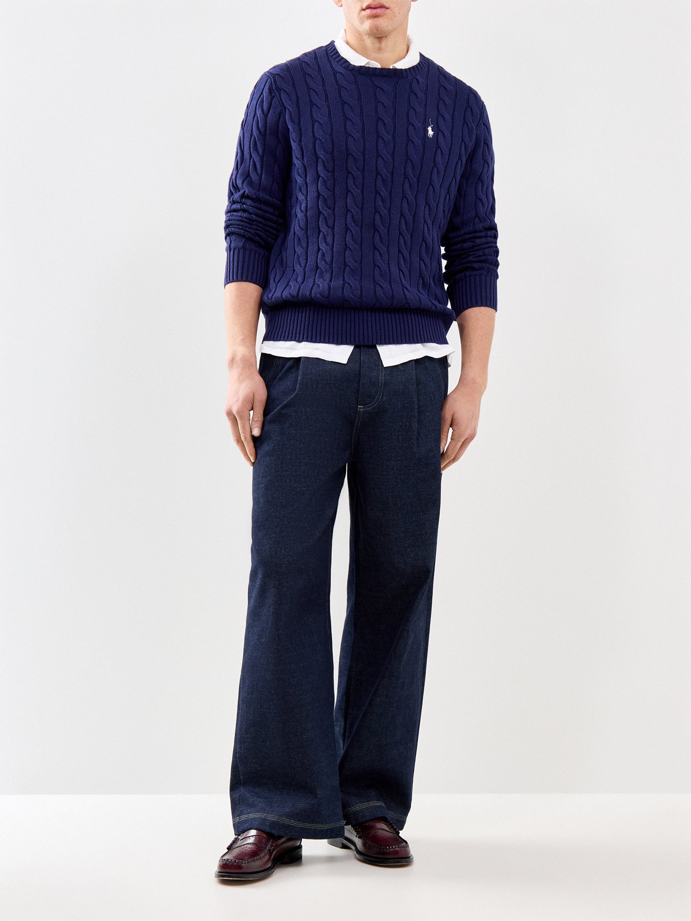 Cable Knit Jumper Navy