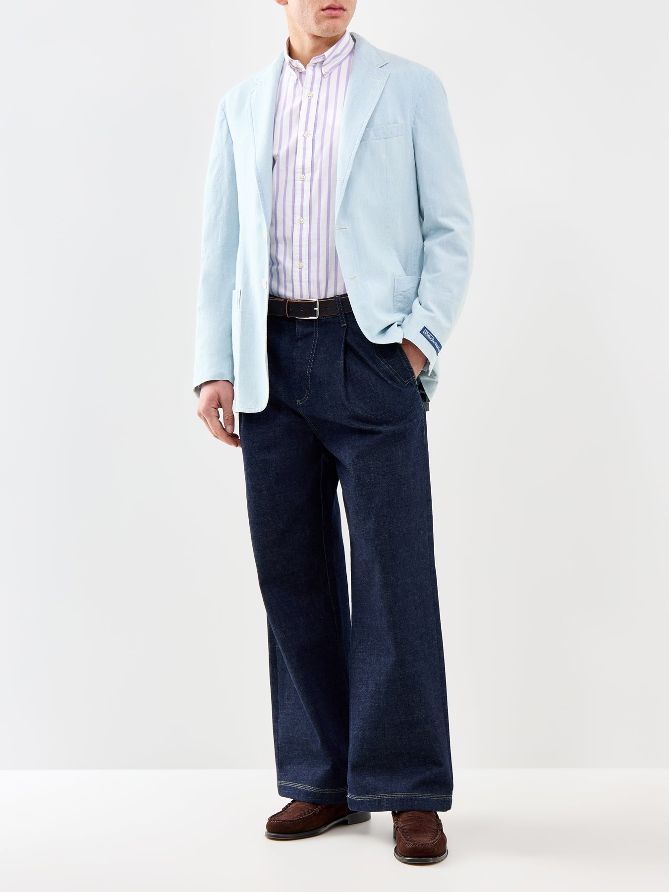 Slim Fit Stripe Oxford Shirt Purple