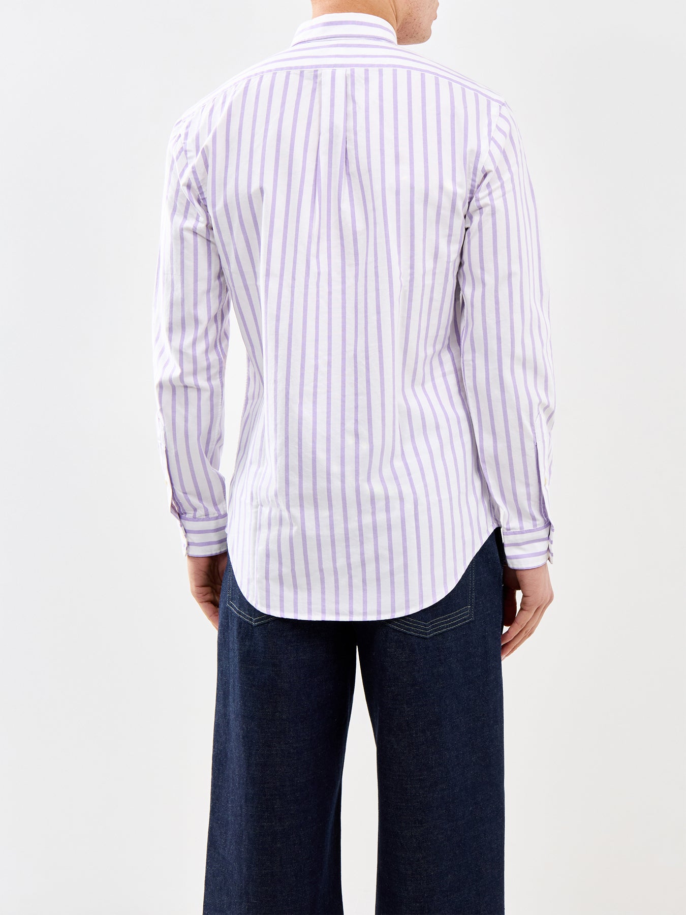 Slim Fit Stripe Oxford Shirt Purple