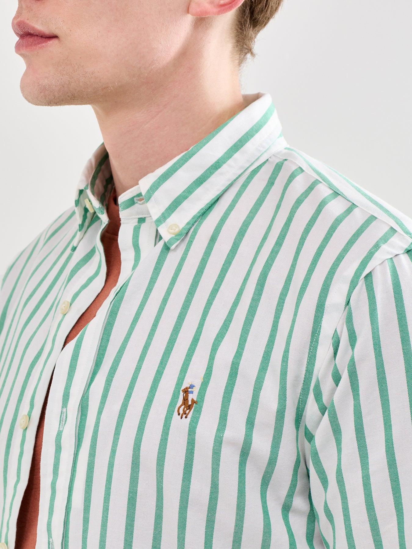 Slim Fit Stripe Oxford Shirt Green