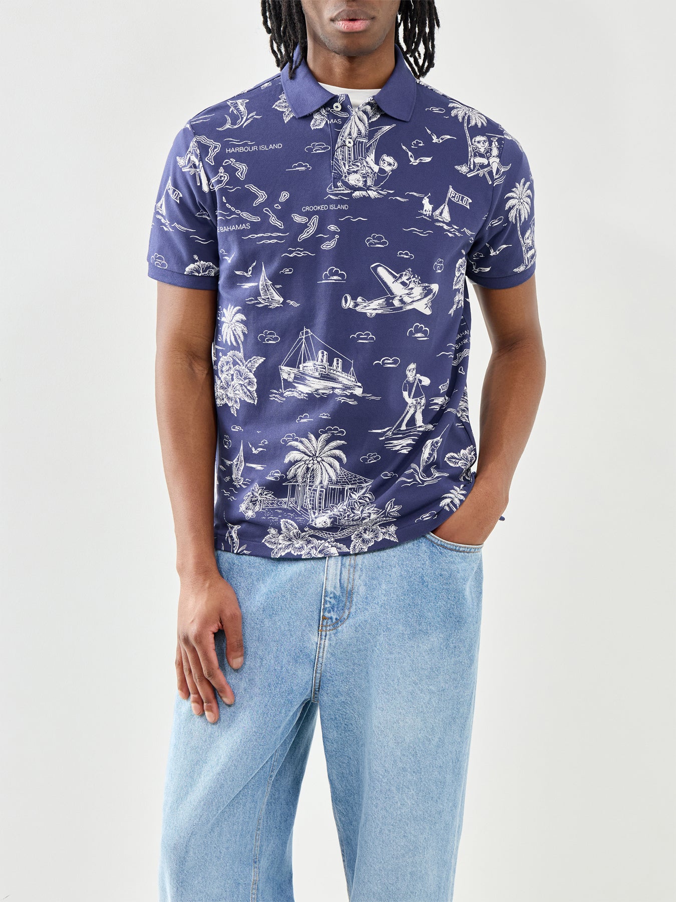 Ralph Lauren Island Printed Polo Shirt Navy