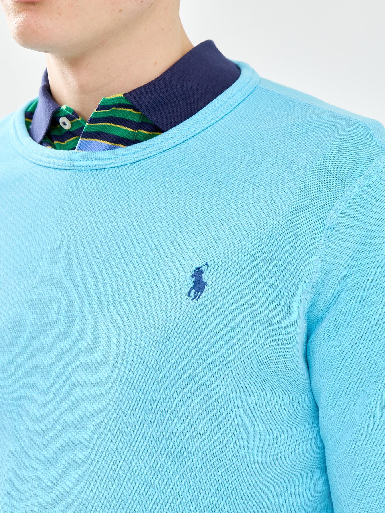 Terry Crew Neck Sweatshirt Blue