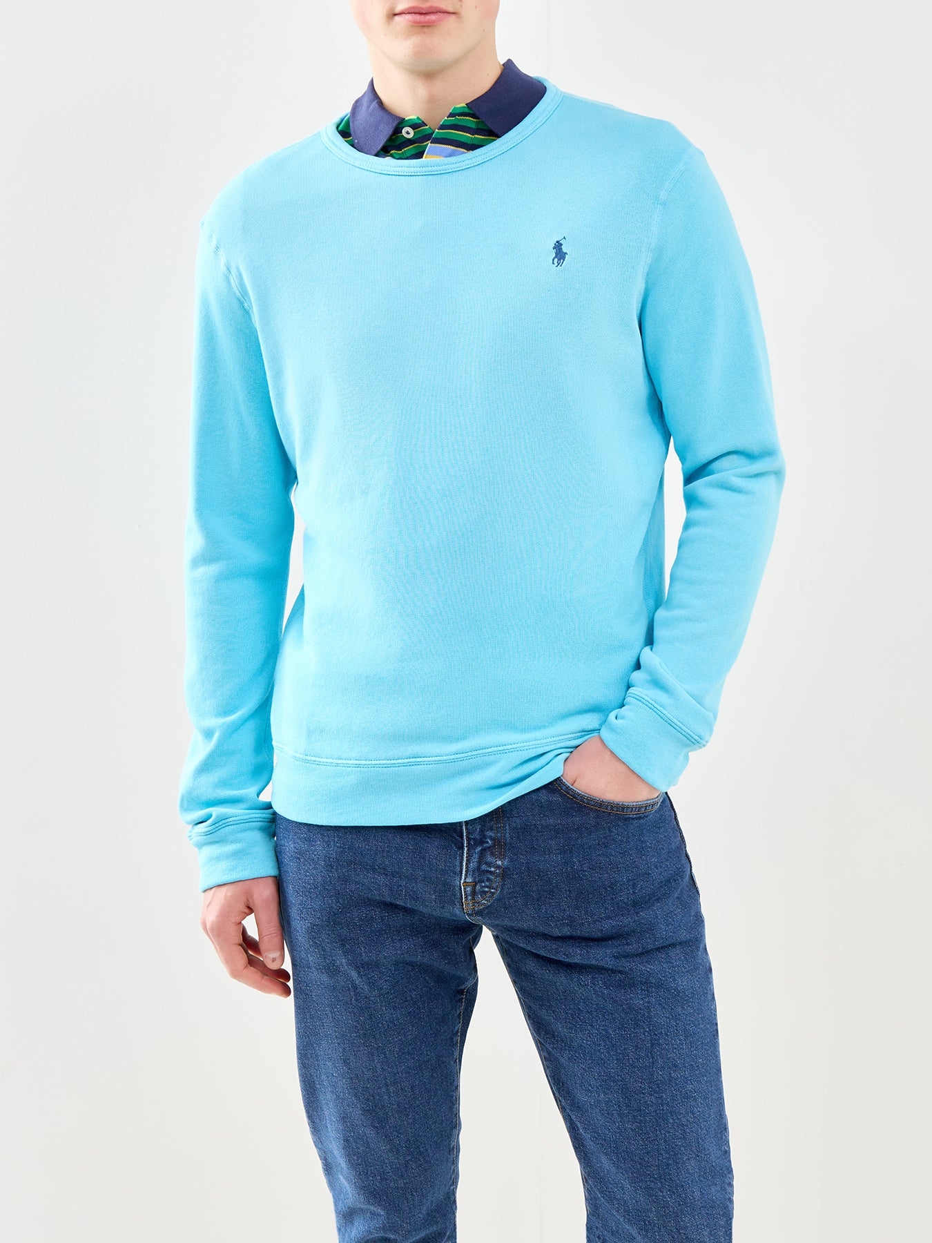 Terry Crew Neck Sweatshirt Blue
