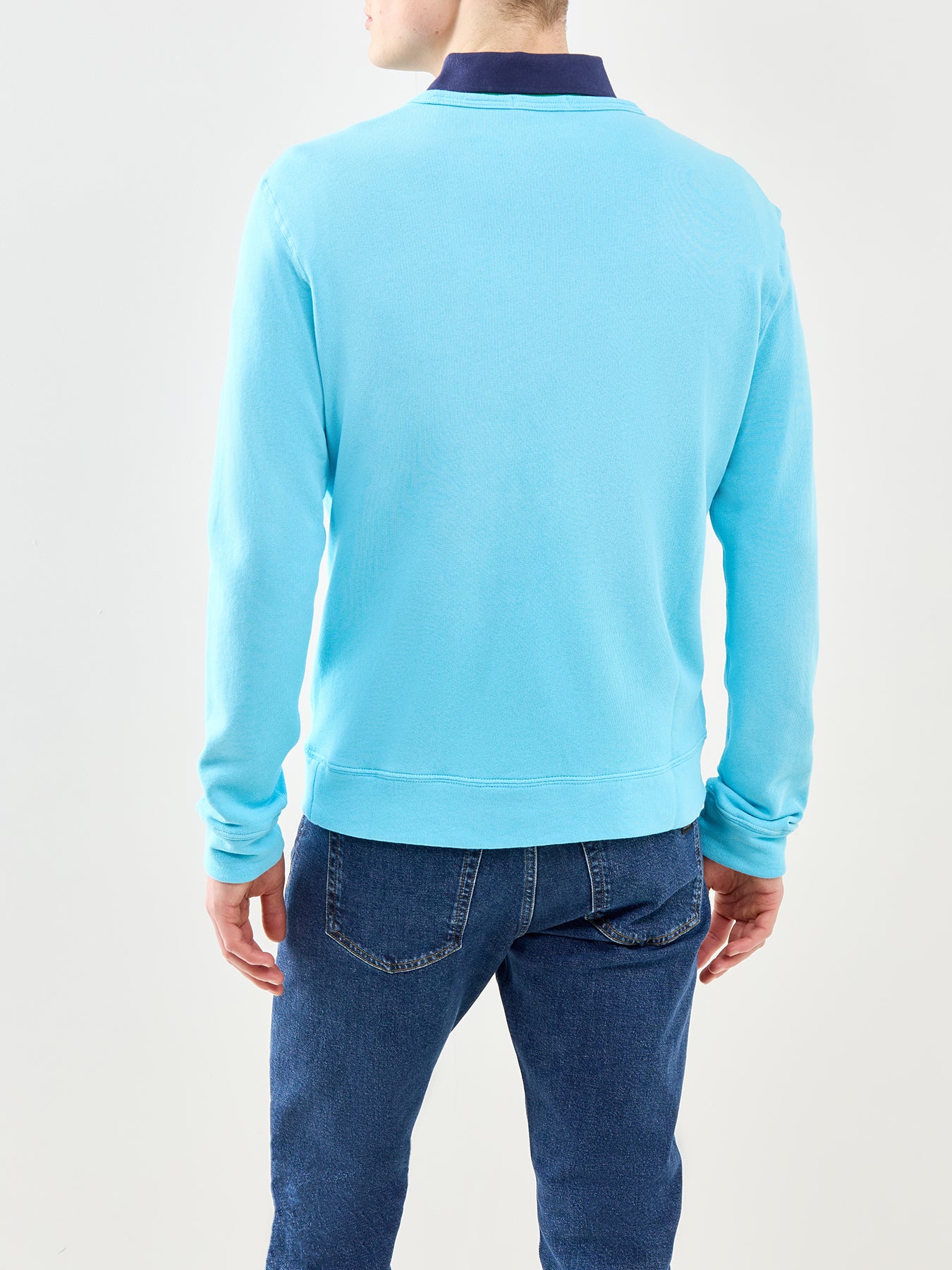 Terry Crew Neck Sweatshirt Blue