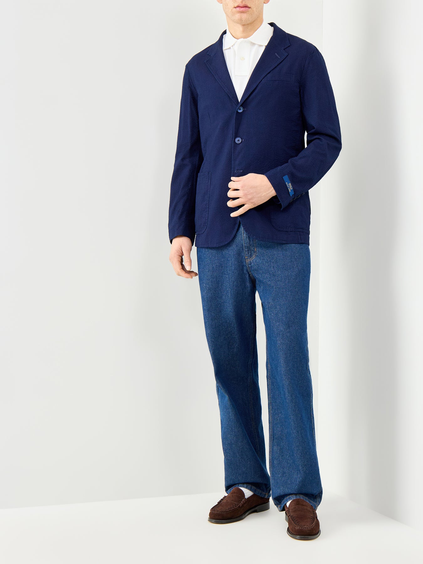 Seersucker Pinstripe Blazer Navy