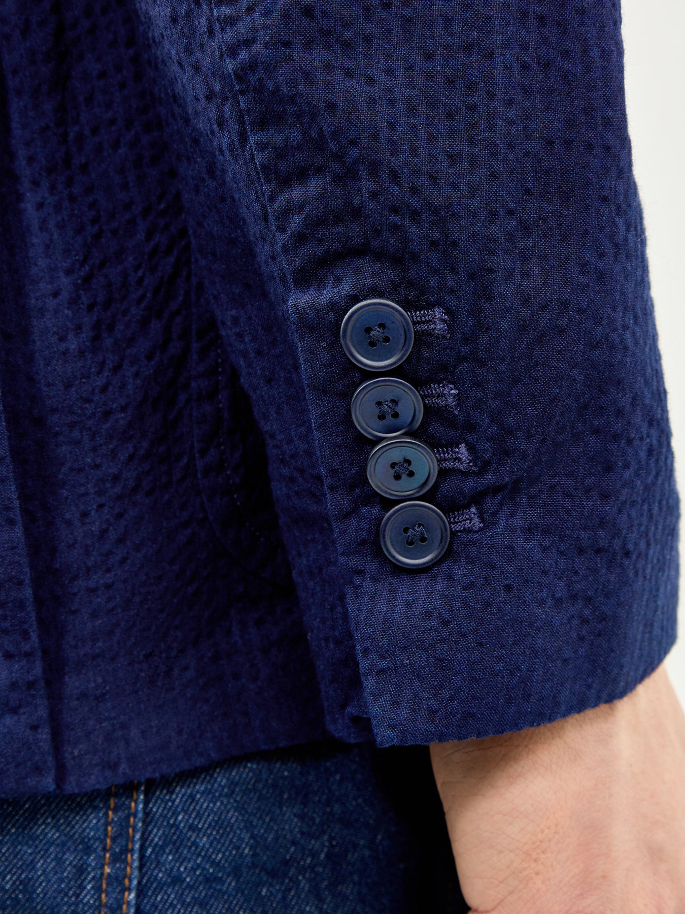 Seersucker Pinstripe Blazer Navy