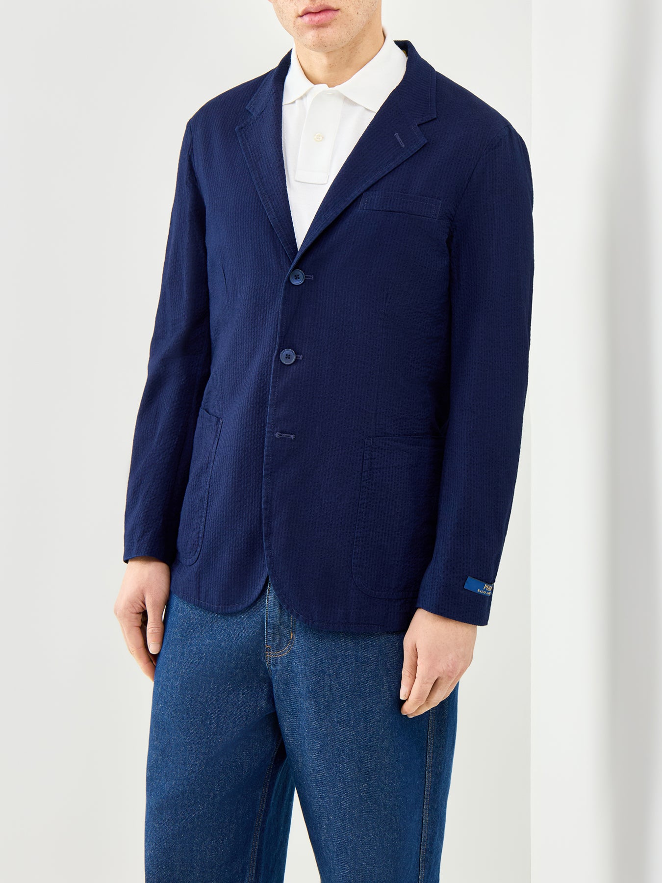 Seersucker Pinstripe Blazer Navy