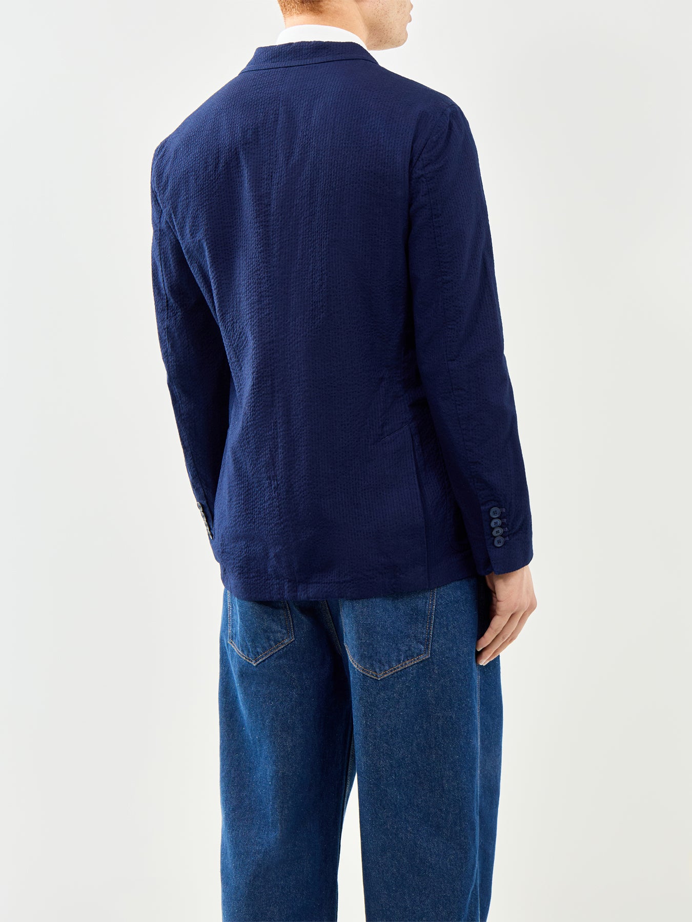 Seersucker Pinstripe Blazer Navy