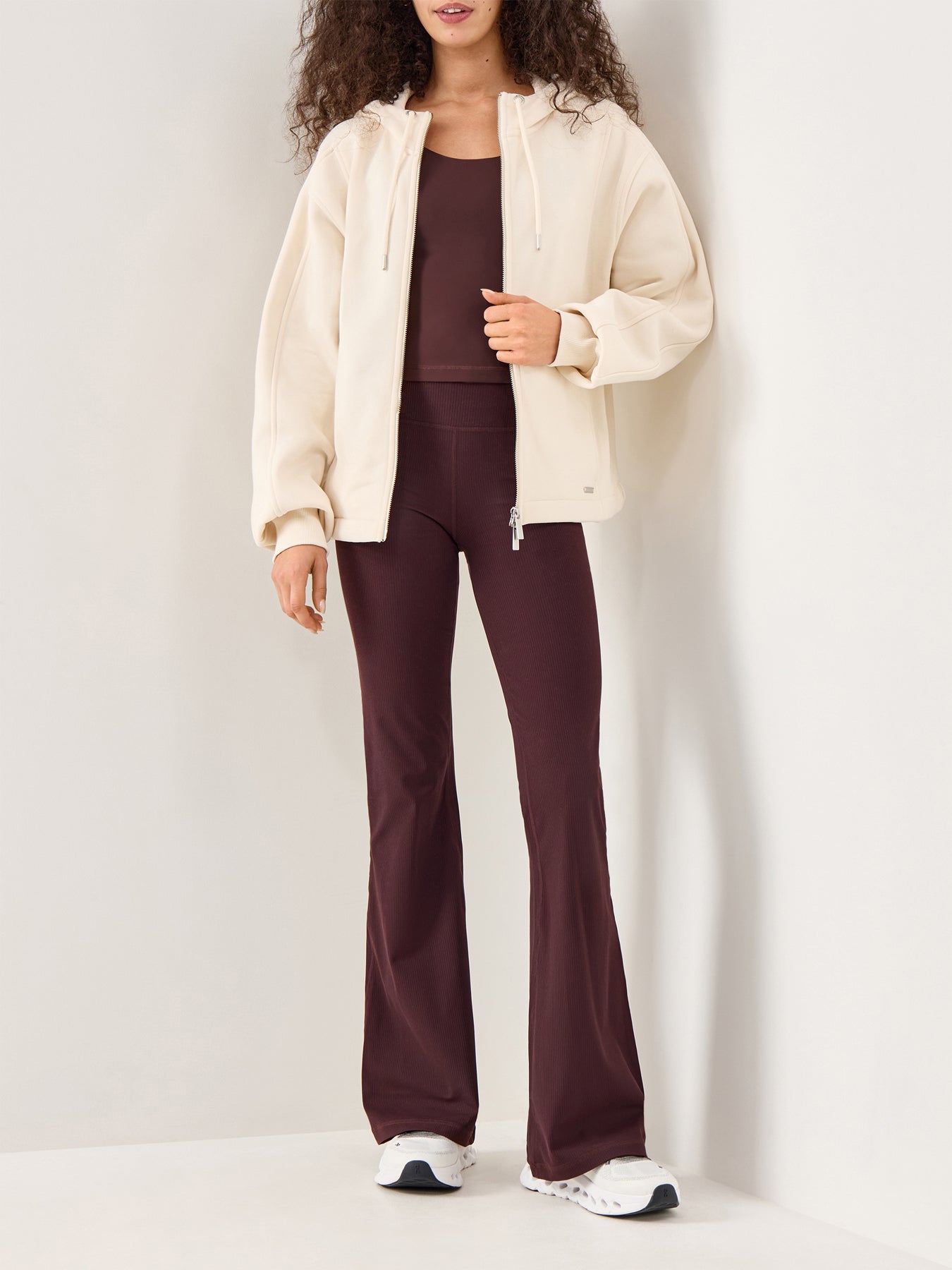 Premium Brushed Zip Through Cream