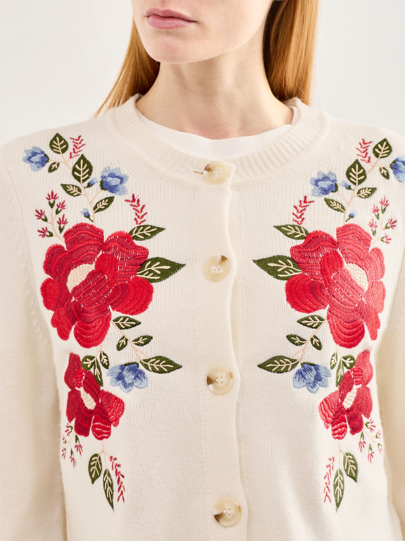 Floral Embroidered Knit Cardigan Multi