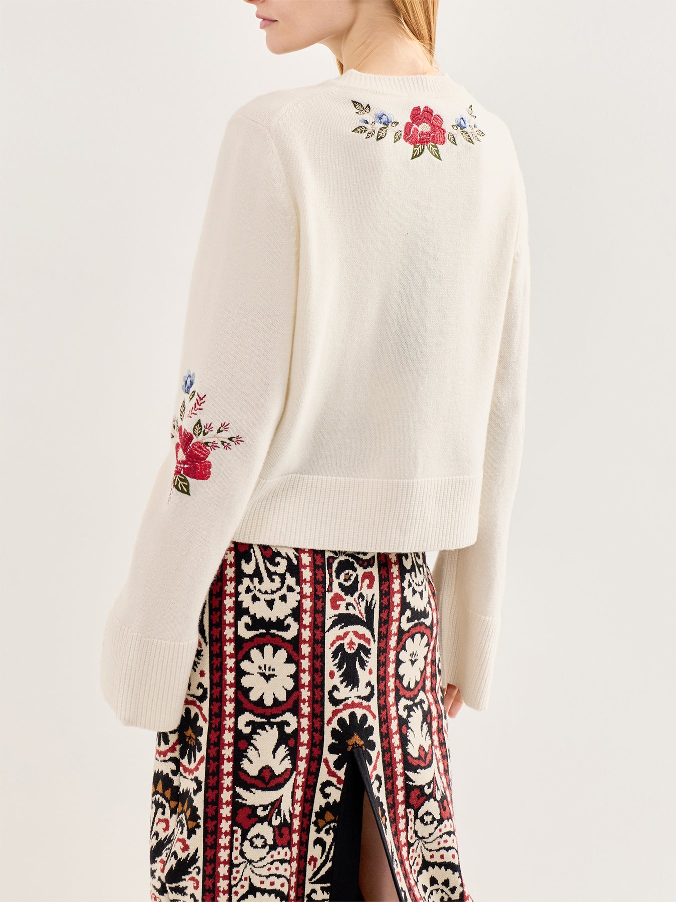 Floral Embroidered Knit Cardigan Multi