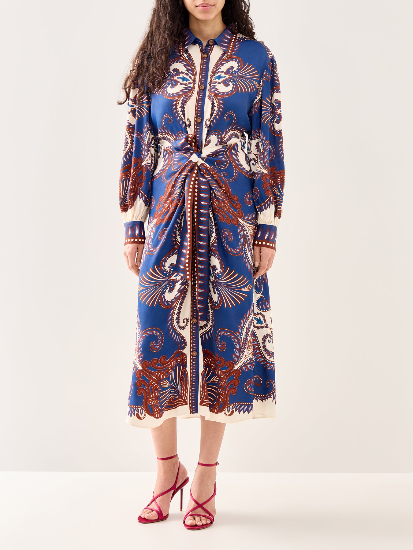 Arabesque Scarf Blue Midi Dress Multi