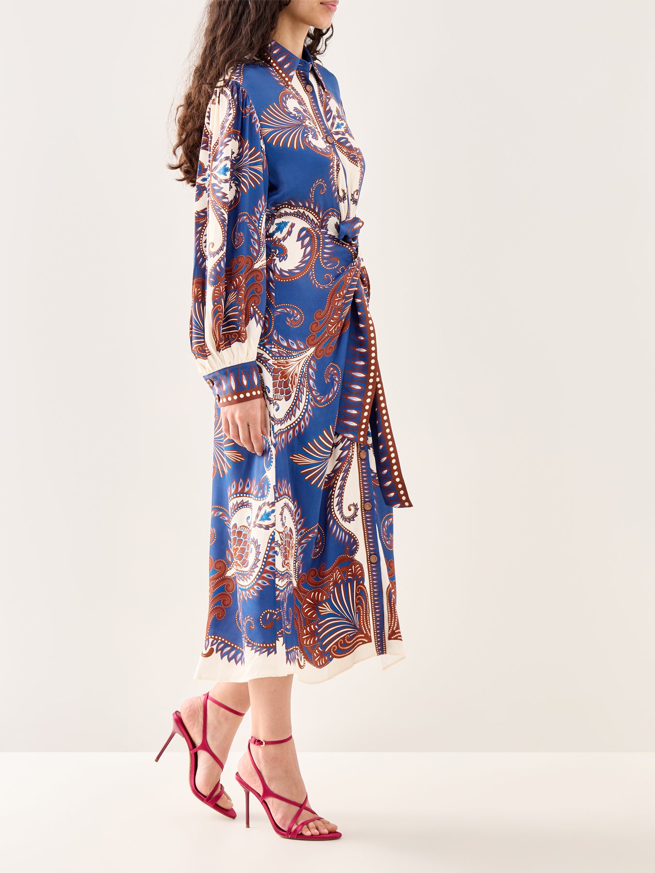 Arabesque Scarf Blue Midi Dress Multi