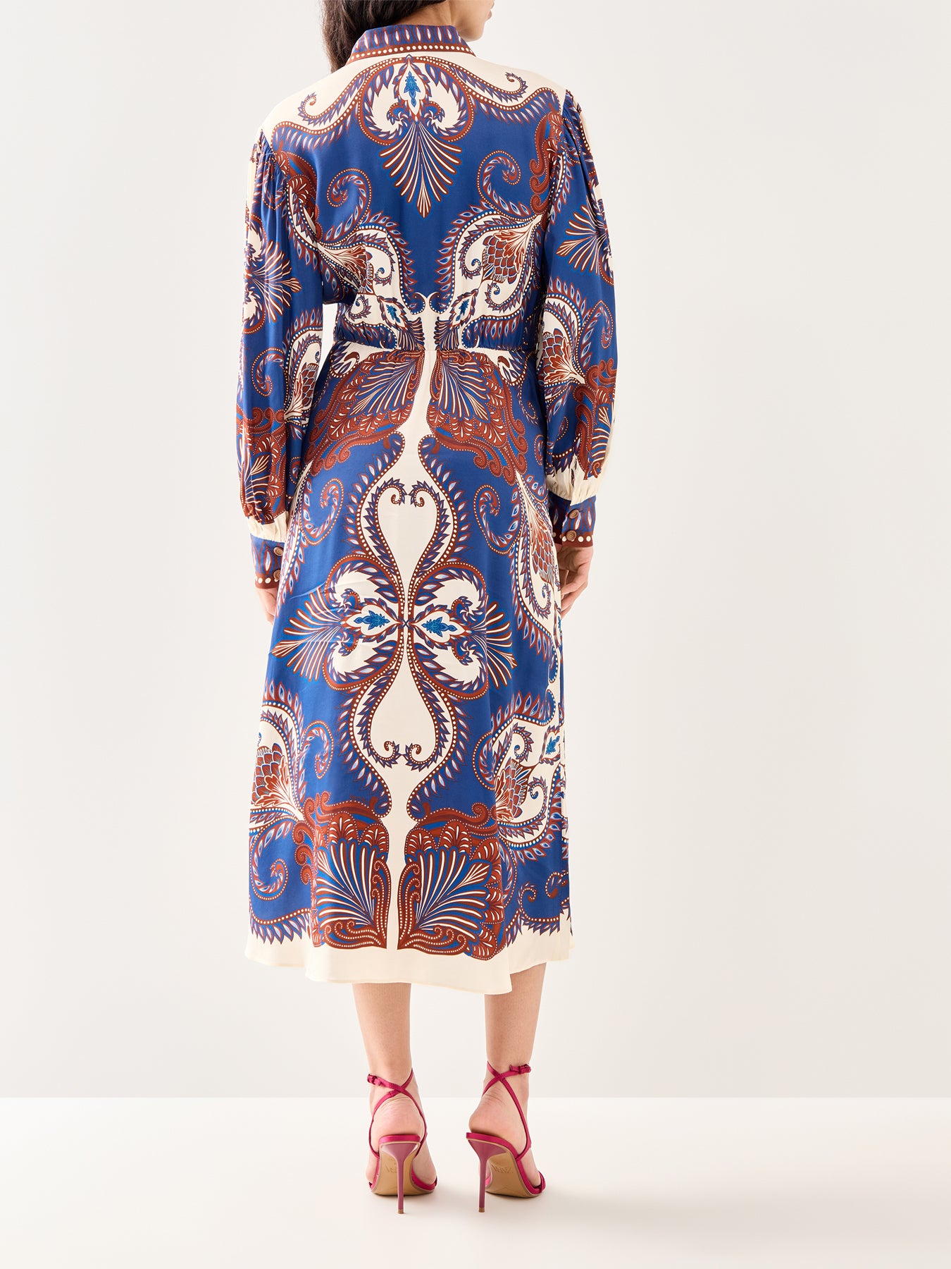Arabesque Scarf Blue Midi Dress Multi