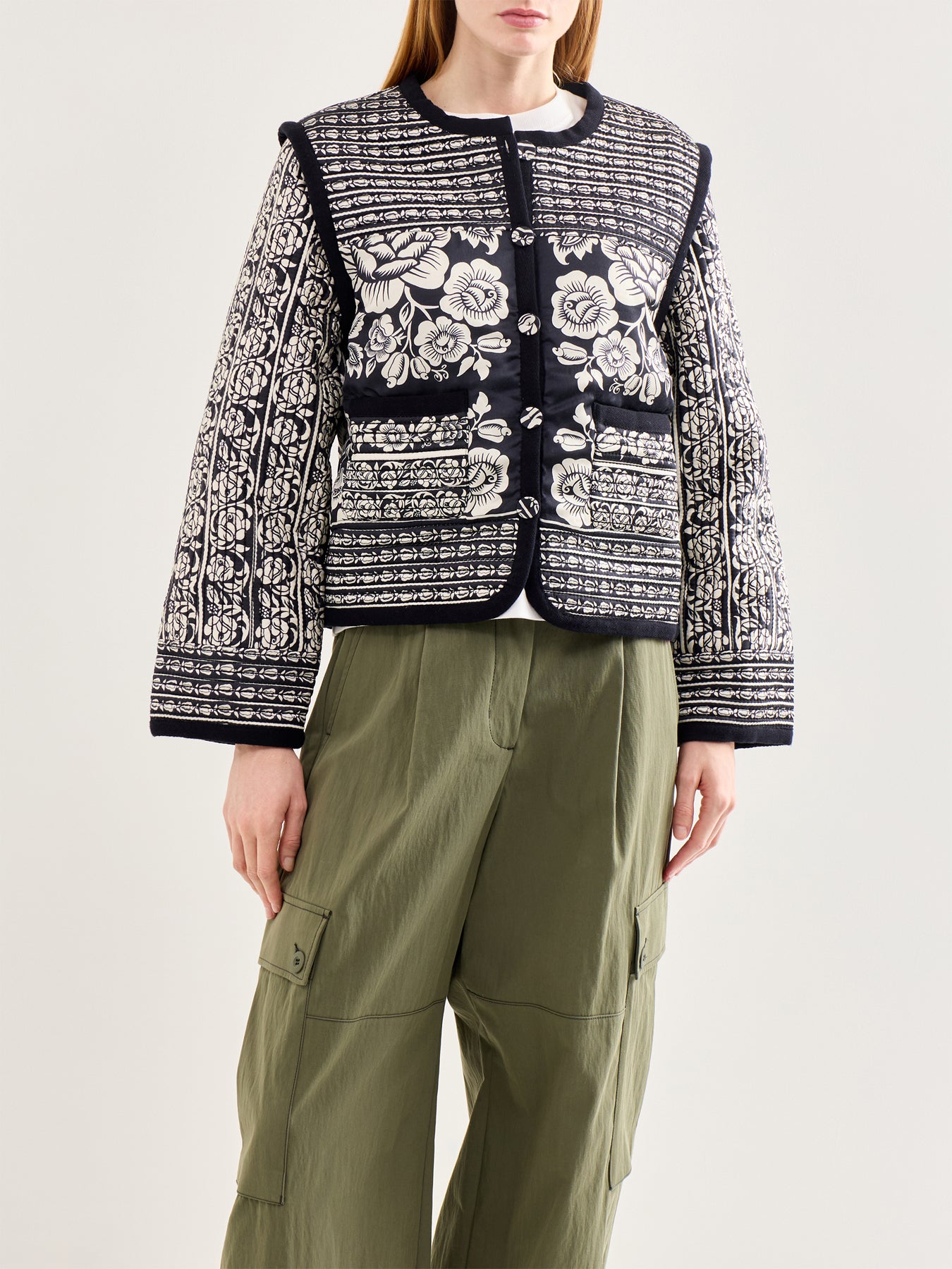 Padded Cashews and Birds Jacket Multi