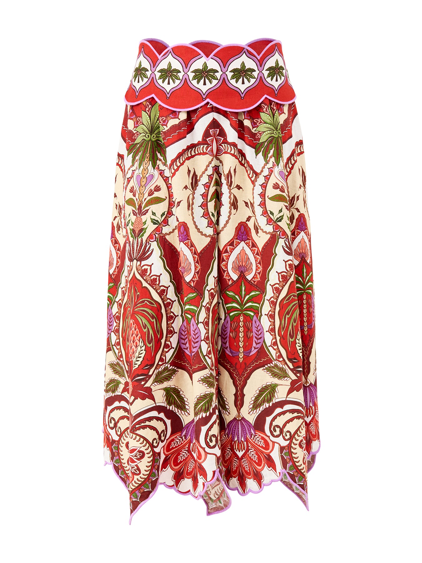 Odara Scallop Midi Skirt Red