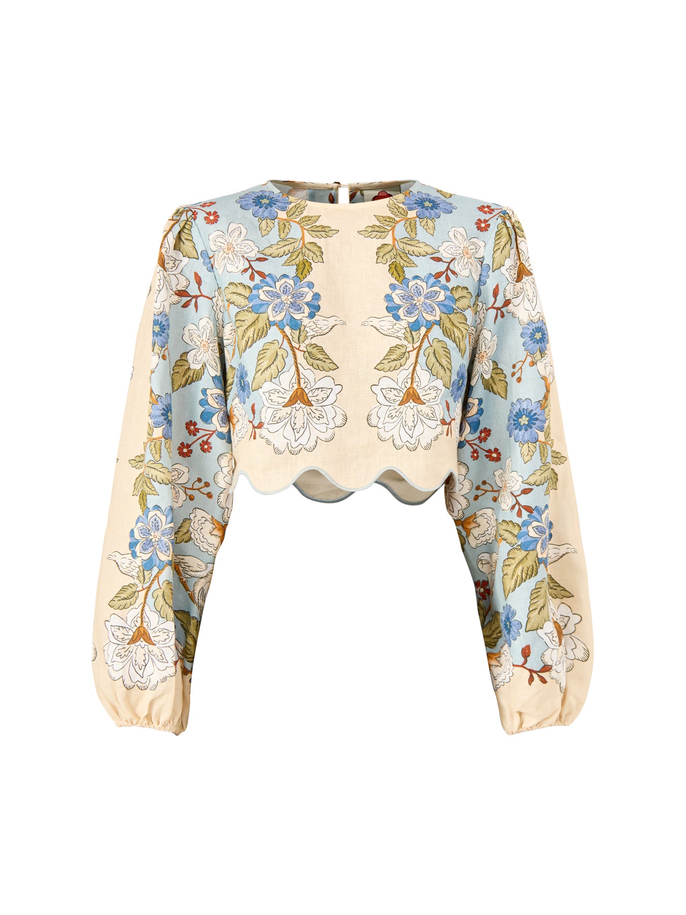 Garden Scarf Blue Long Sleeve Blouse