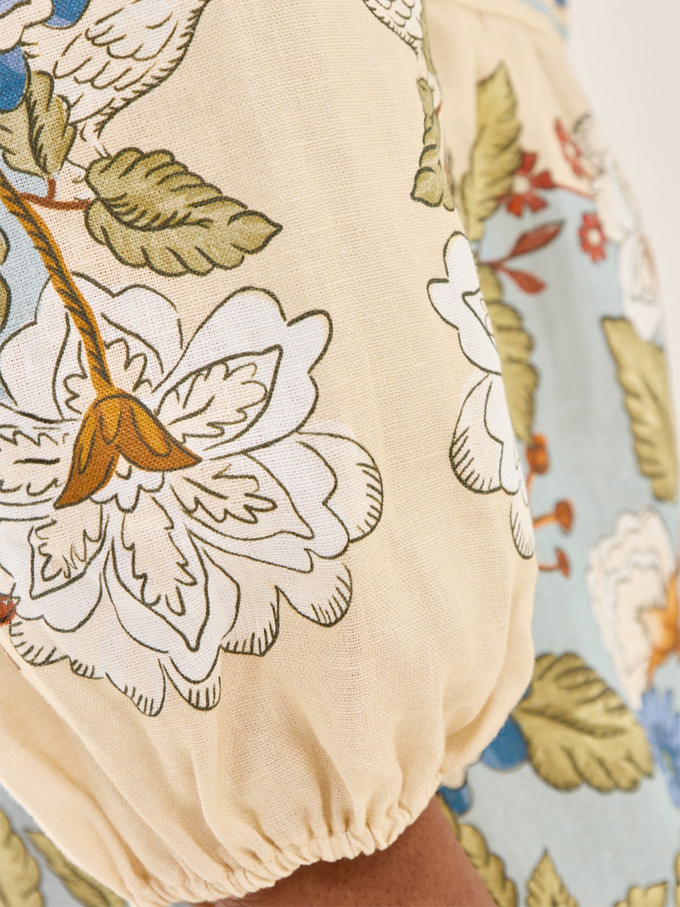 Garden Scarf Blue Long Sleeve Blouse