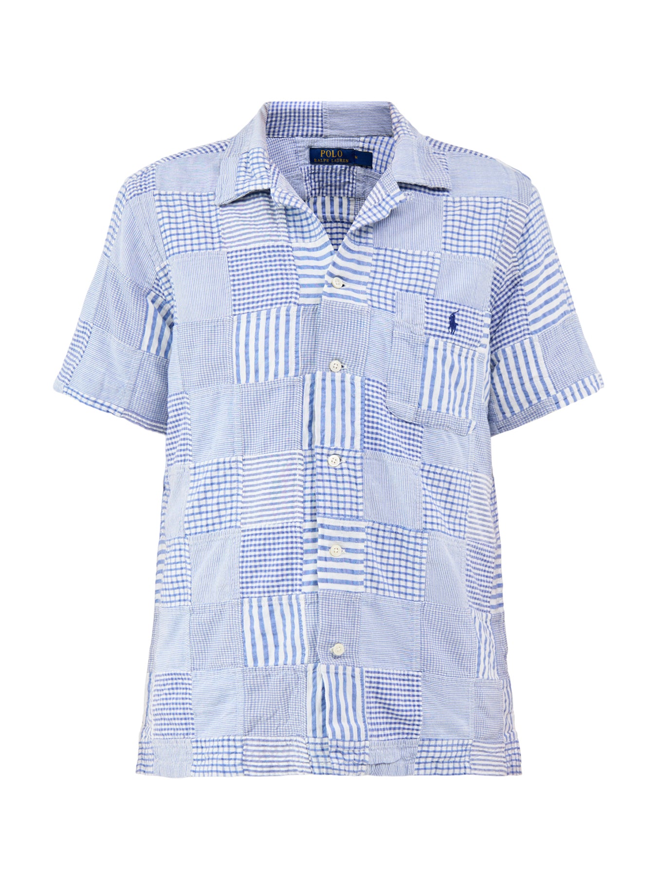 Seersucker Patch Shirt Blue