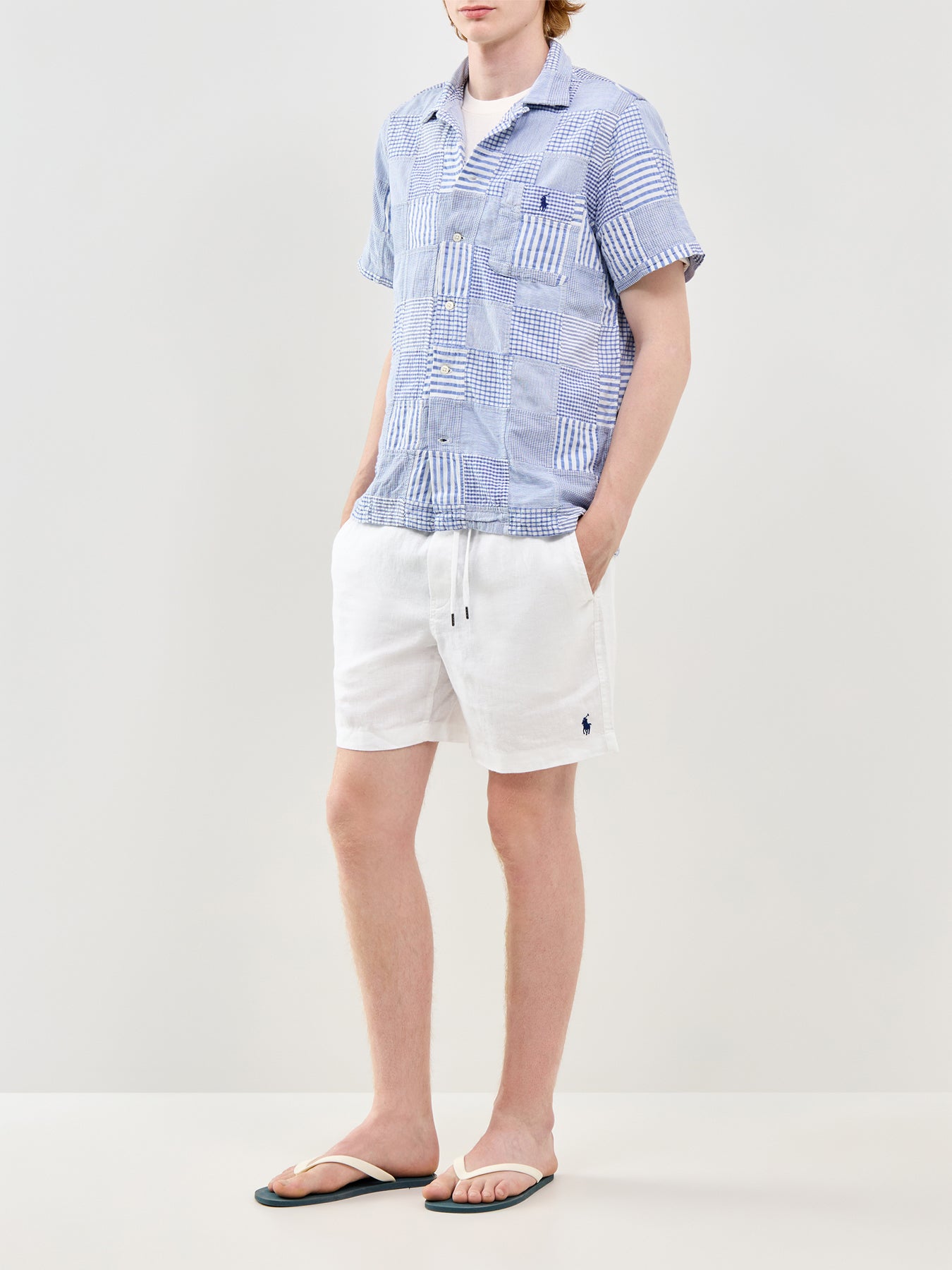 Seersucker Patch Shirt Blue