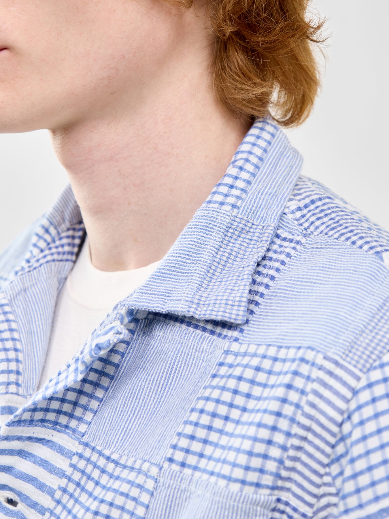 Seersucker Patch Shirt Blue