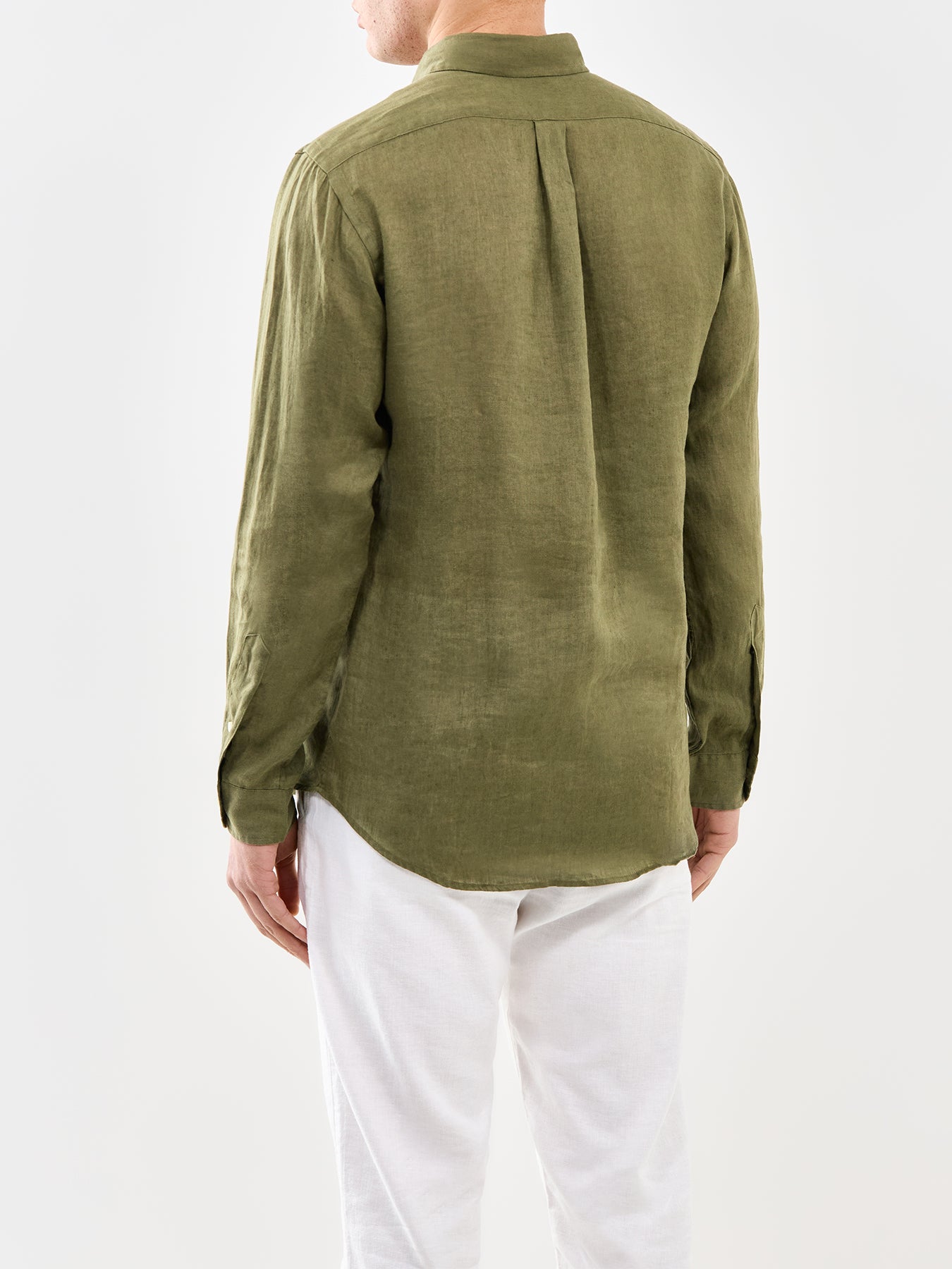 Custom Fit Linen Shirt Olive