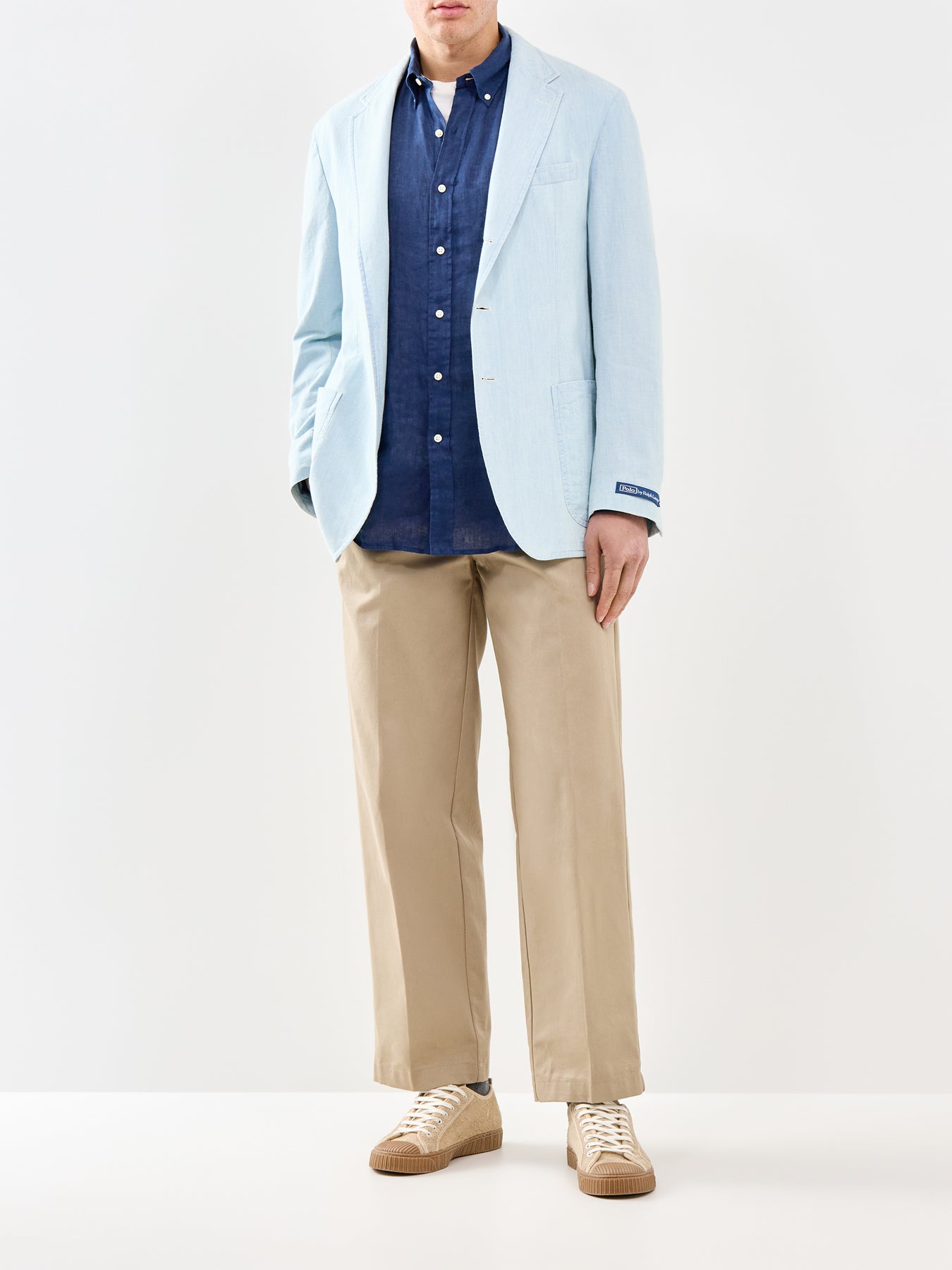 Custom Fit Linen Shirt Navy