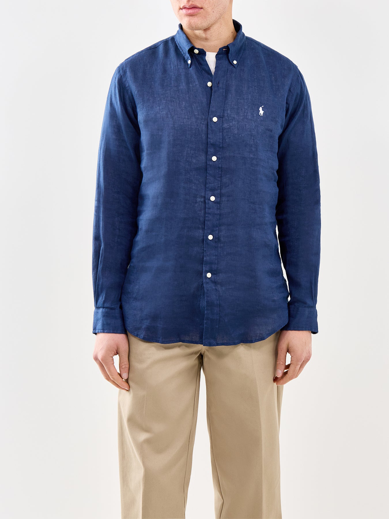 Custom Fit Linen Shirt Navy