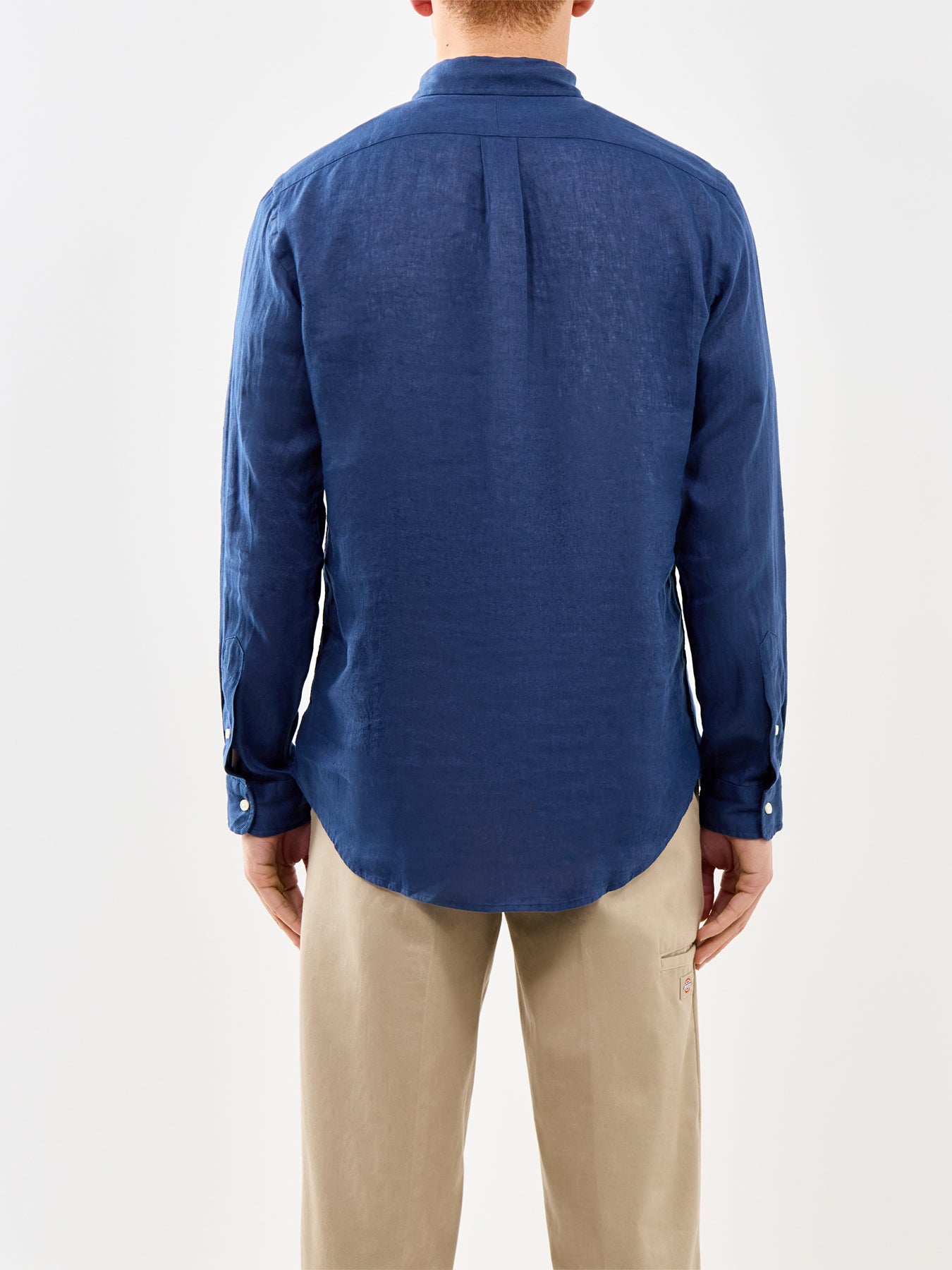 Custom Fit Linen Shirt Navy