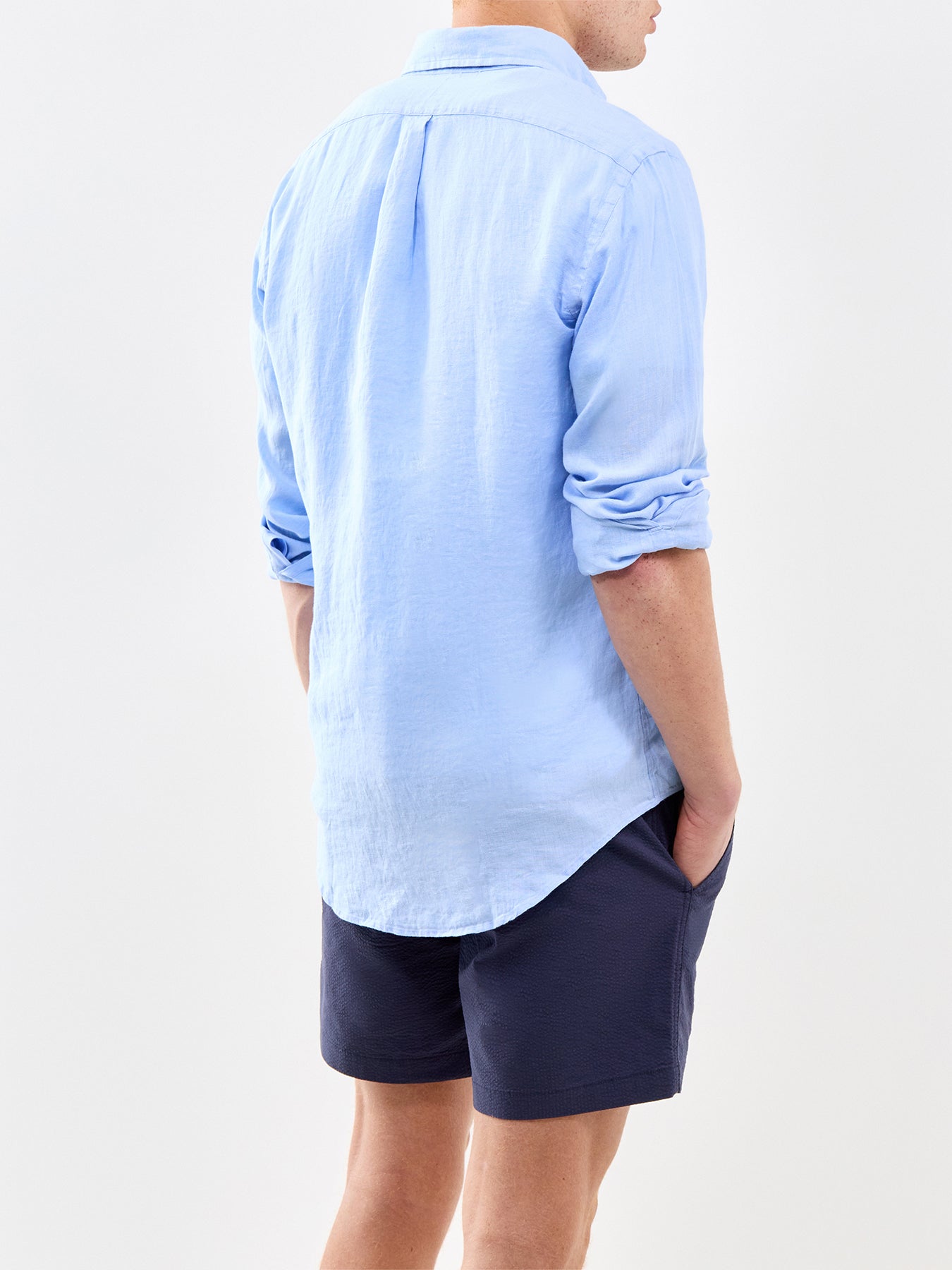 Custom Fit Linen Shirt Blue