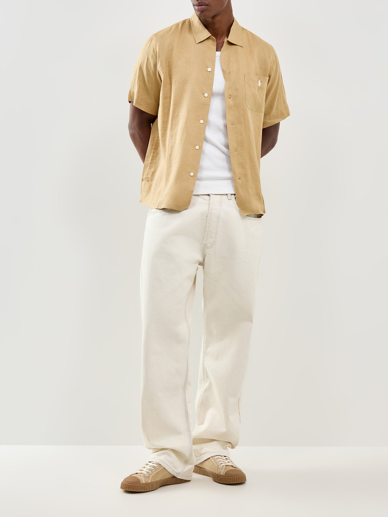 Open Collar Shirt Beige