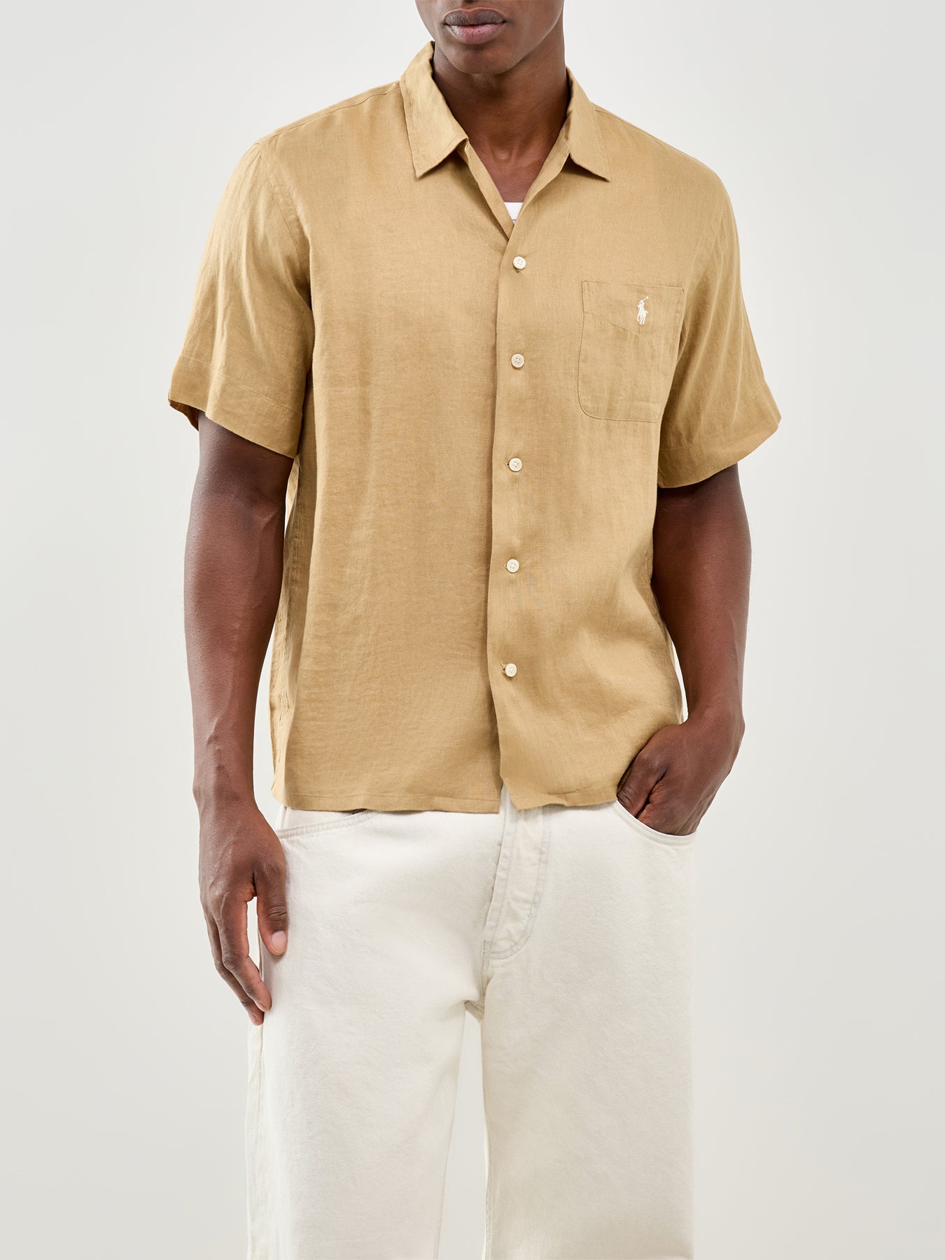 Open Collar Shirt Beige