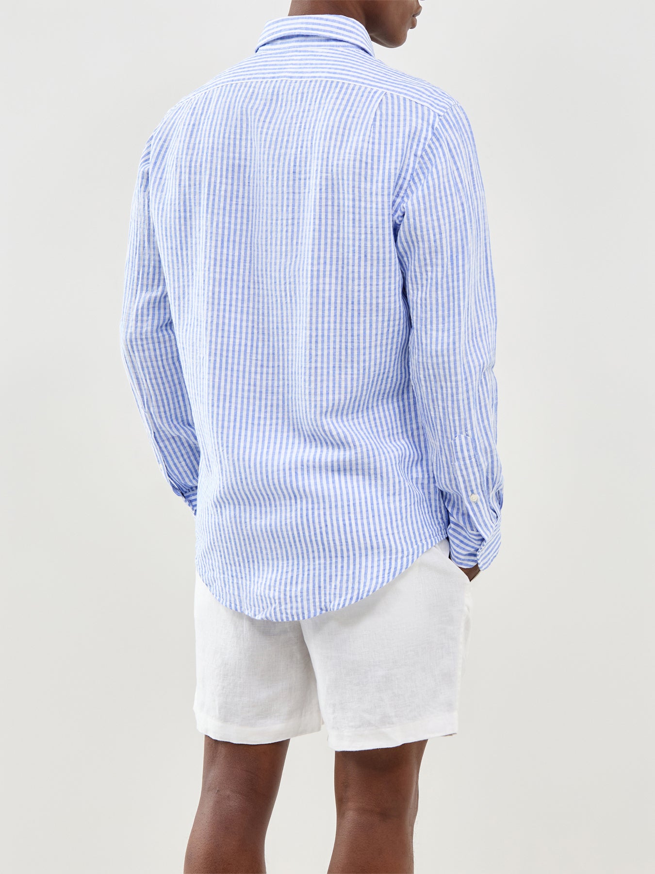 Seersucker Stripe Linen Shirt Blue