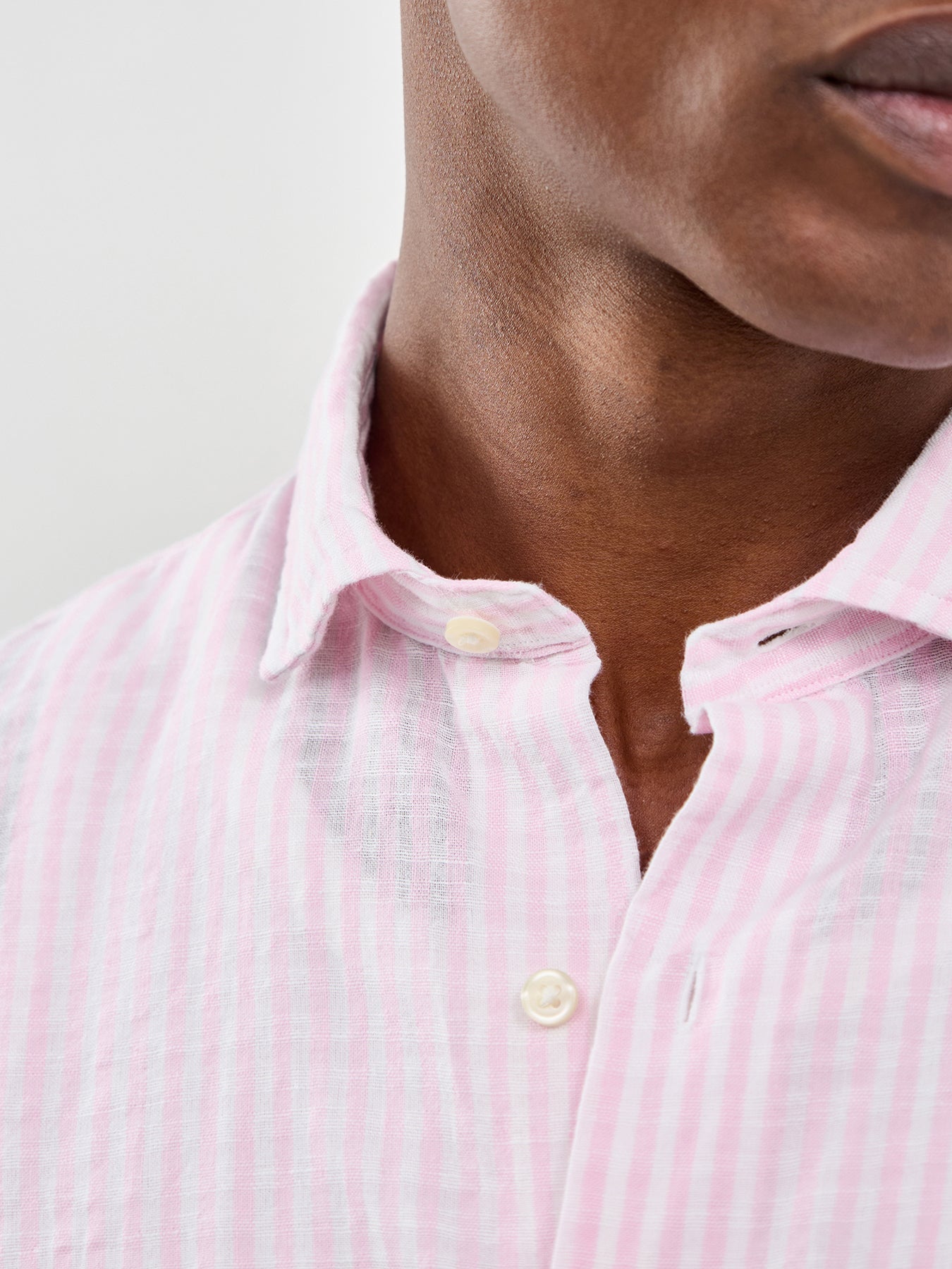 Seersucker Stripe Linen Shirt Pink
