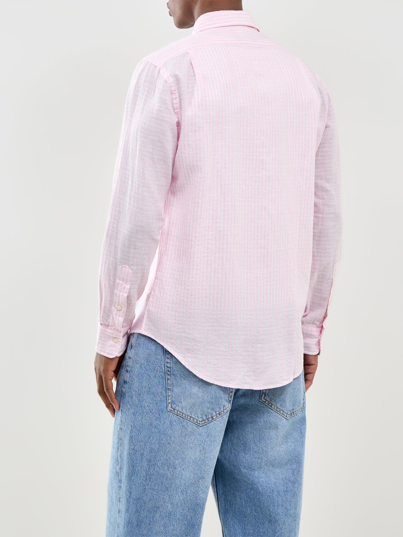 Seersucker Stripe Linen Shirt Pink