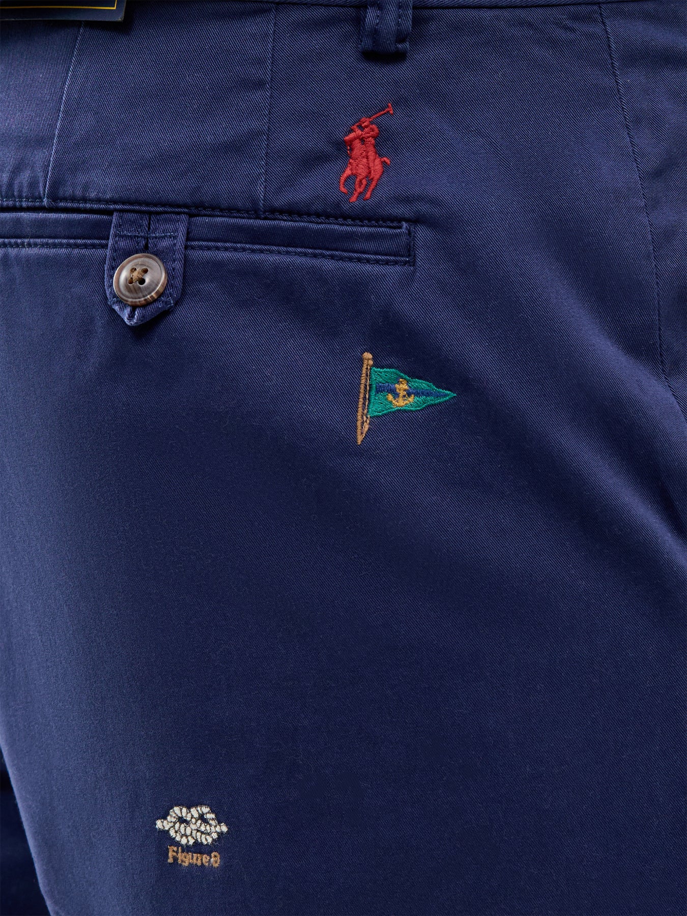 Embroidered Flag Shorts Navy