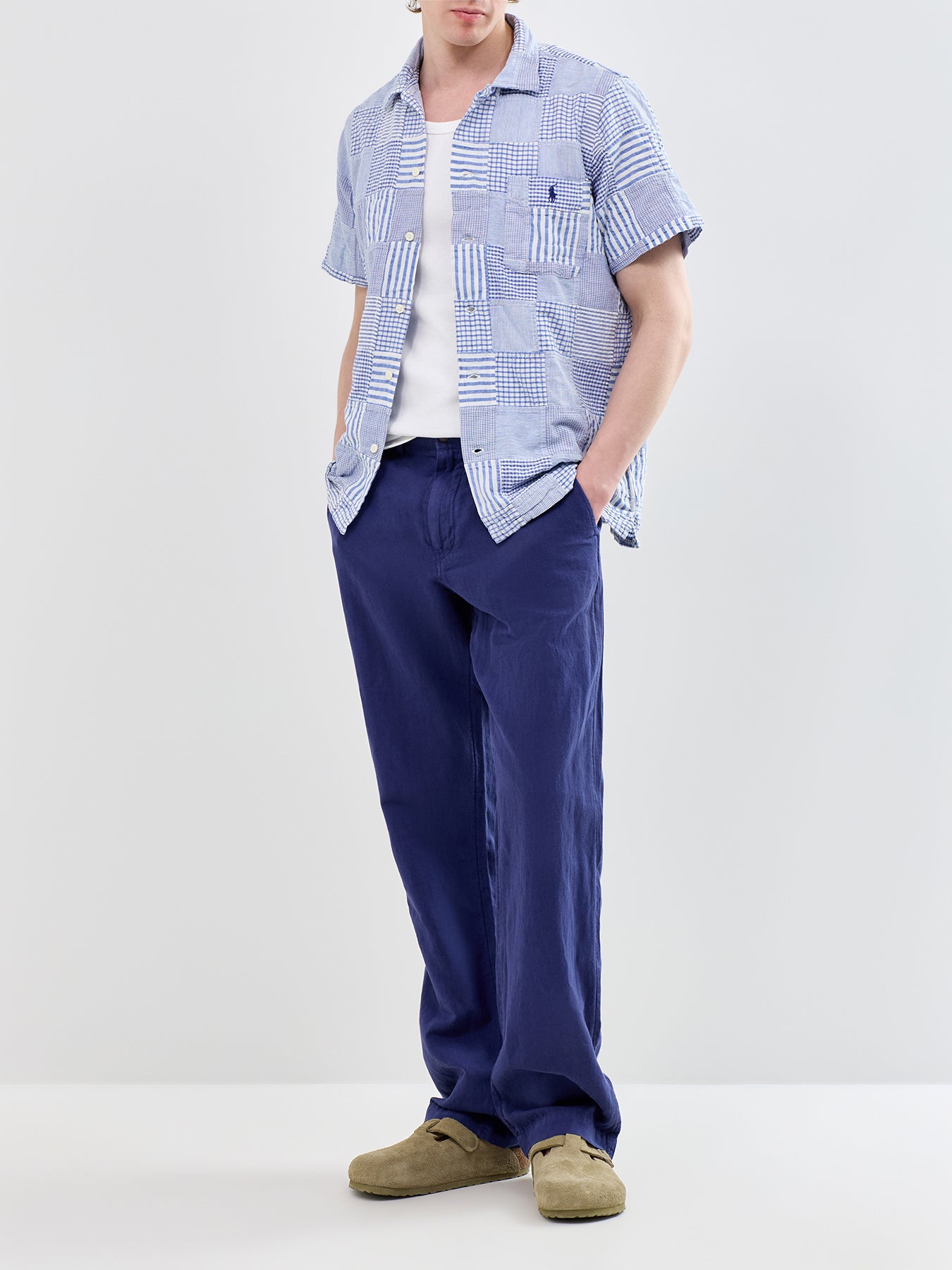 Linen Blend Trousers Navy